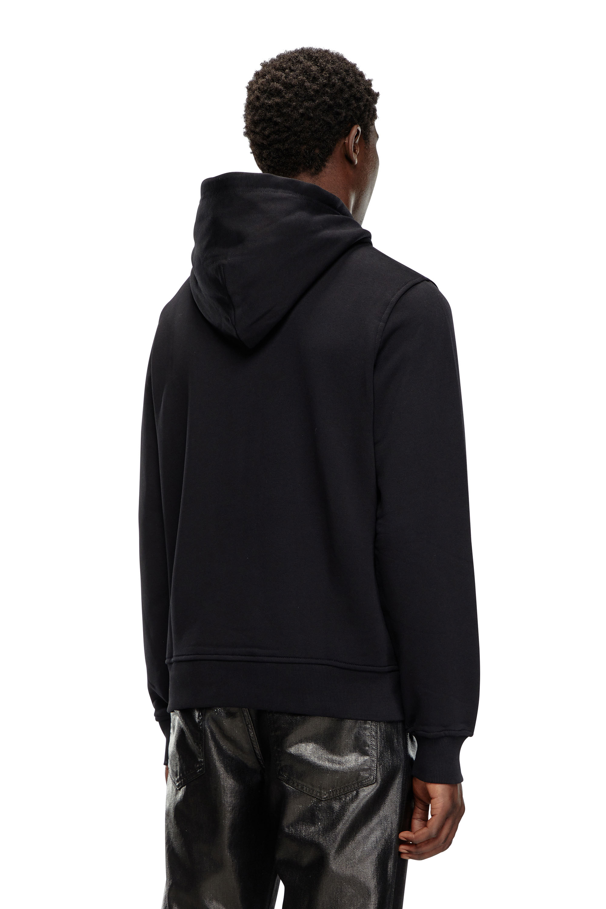 Diesel - S-GINN-HOOD-D, Male Cotton hoodie with mini D patch in Black - Image 3
