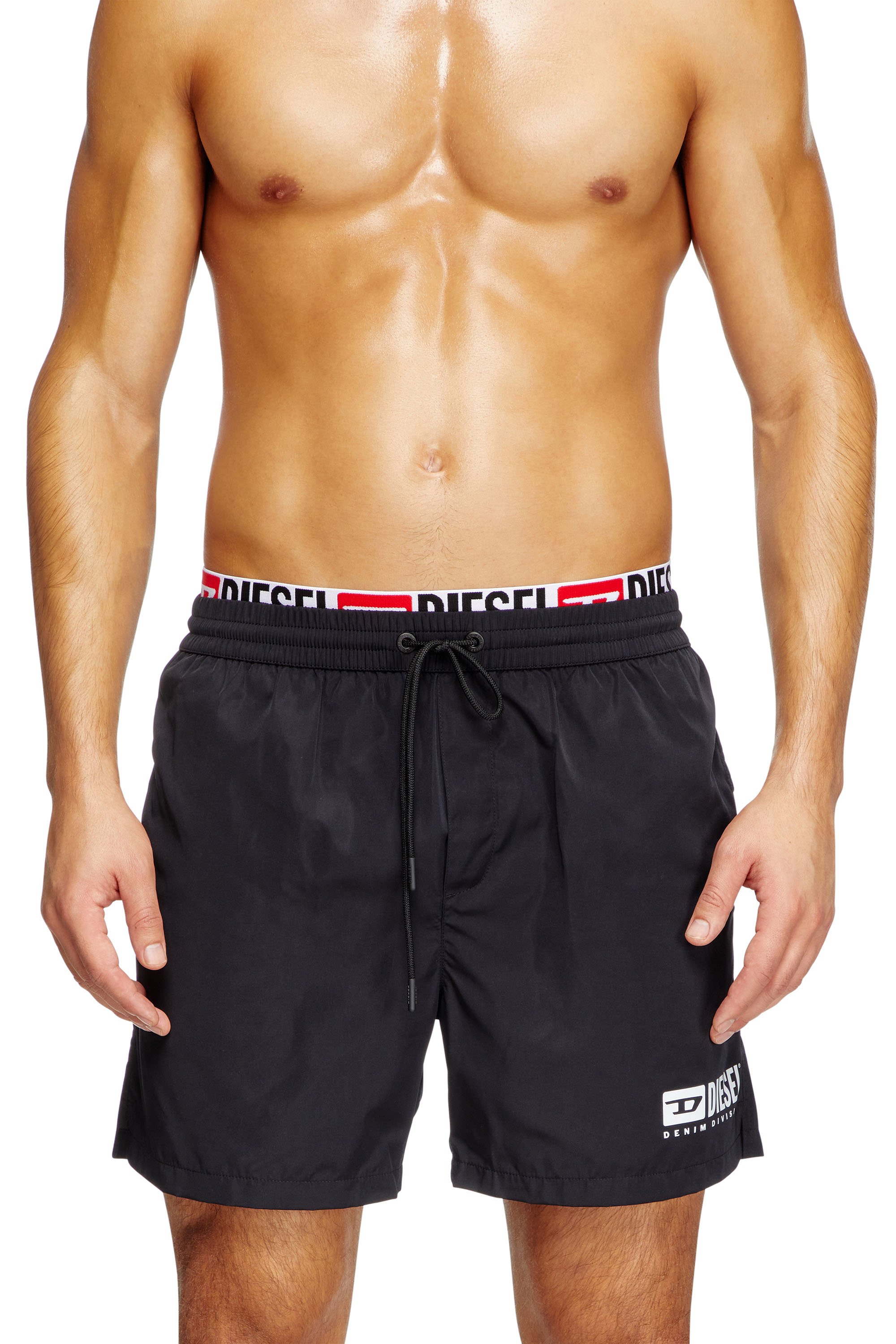 Diesel - VISPER-41-D-CORE, Male's Mid-length swim shorts with logo print in Black - 2