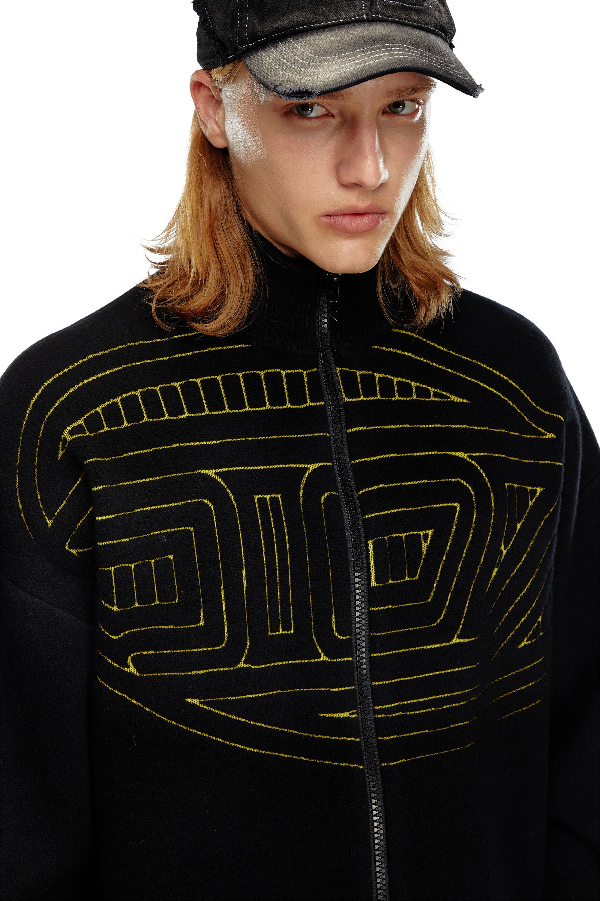 Diesel - K-RALUS, Male Wool-blend zip sweater with graphic logo in Black - Image 3