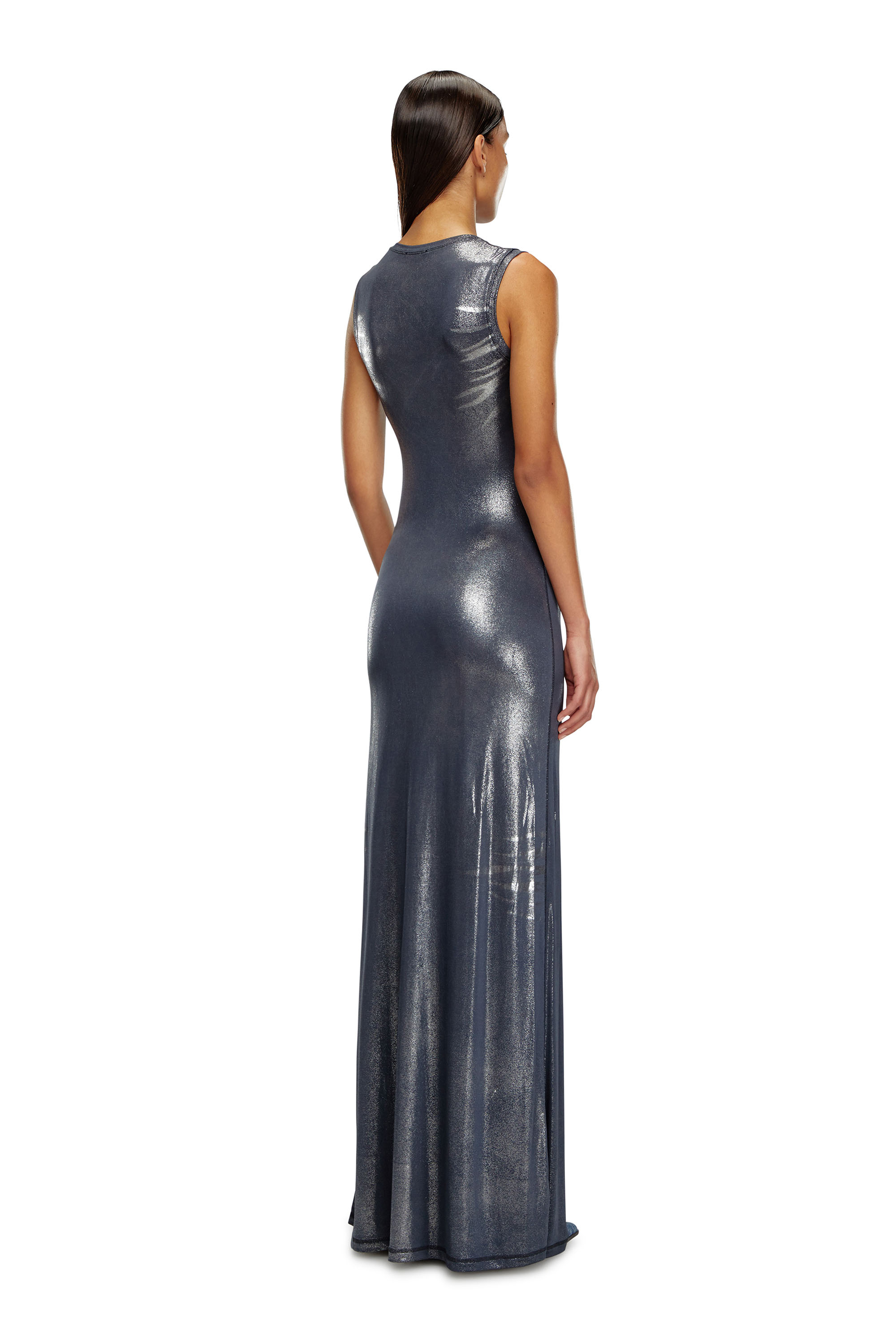 Diesel - D-VETY, Female's Long metallic dress with zip details in Blue - 2