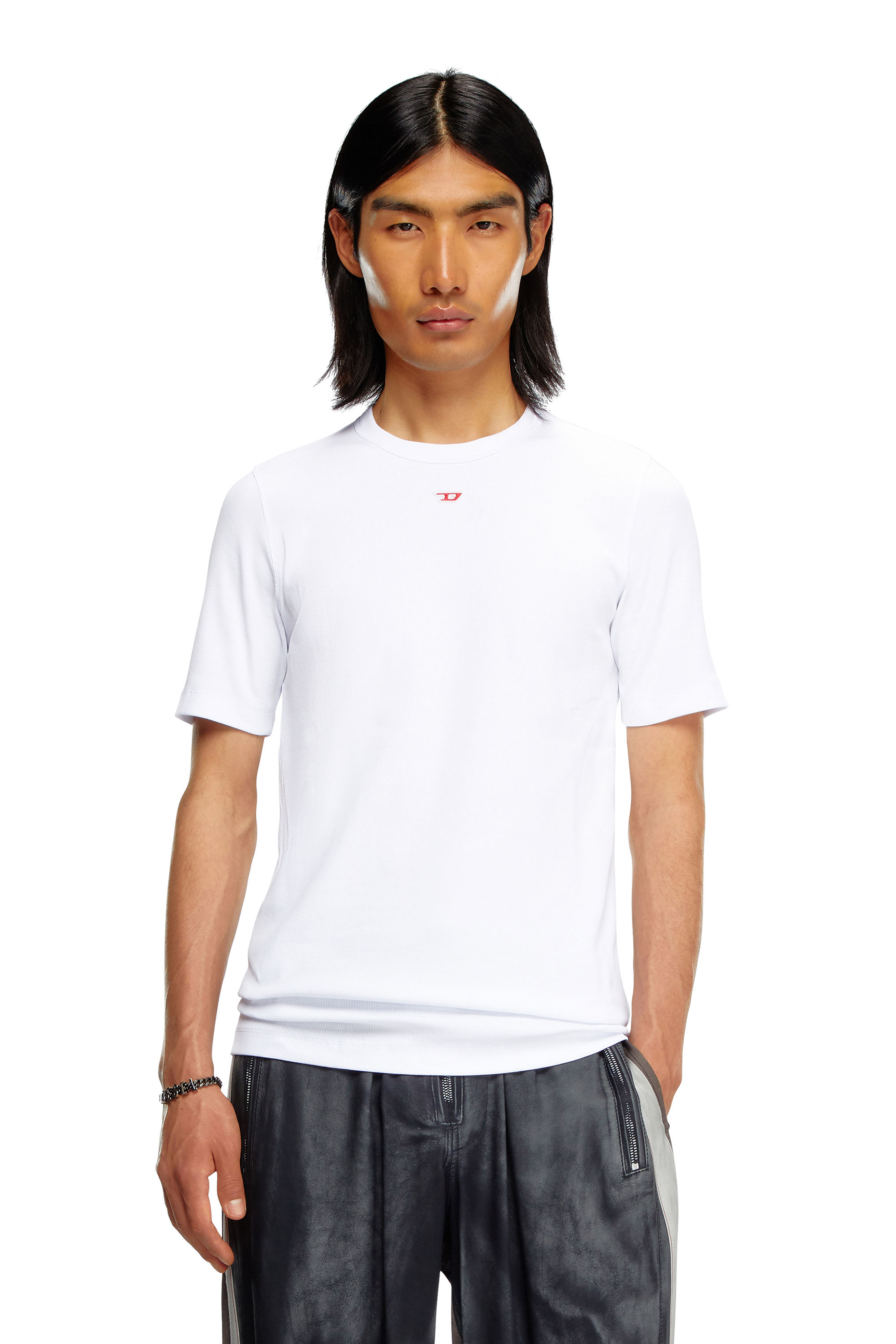 Diesel - D-RIBBER-N, Homme T-shirt avec empiècement D in Blanc - Image 1