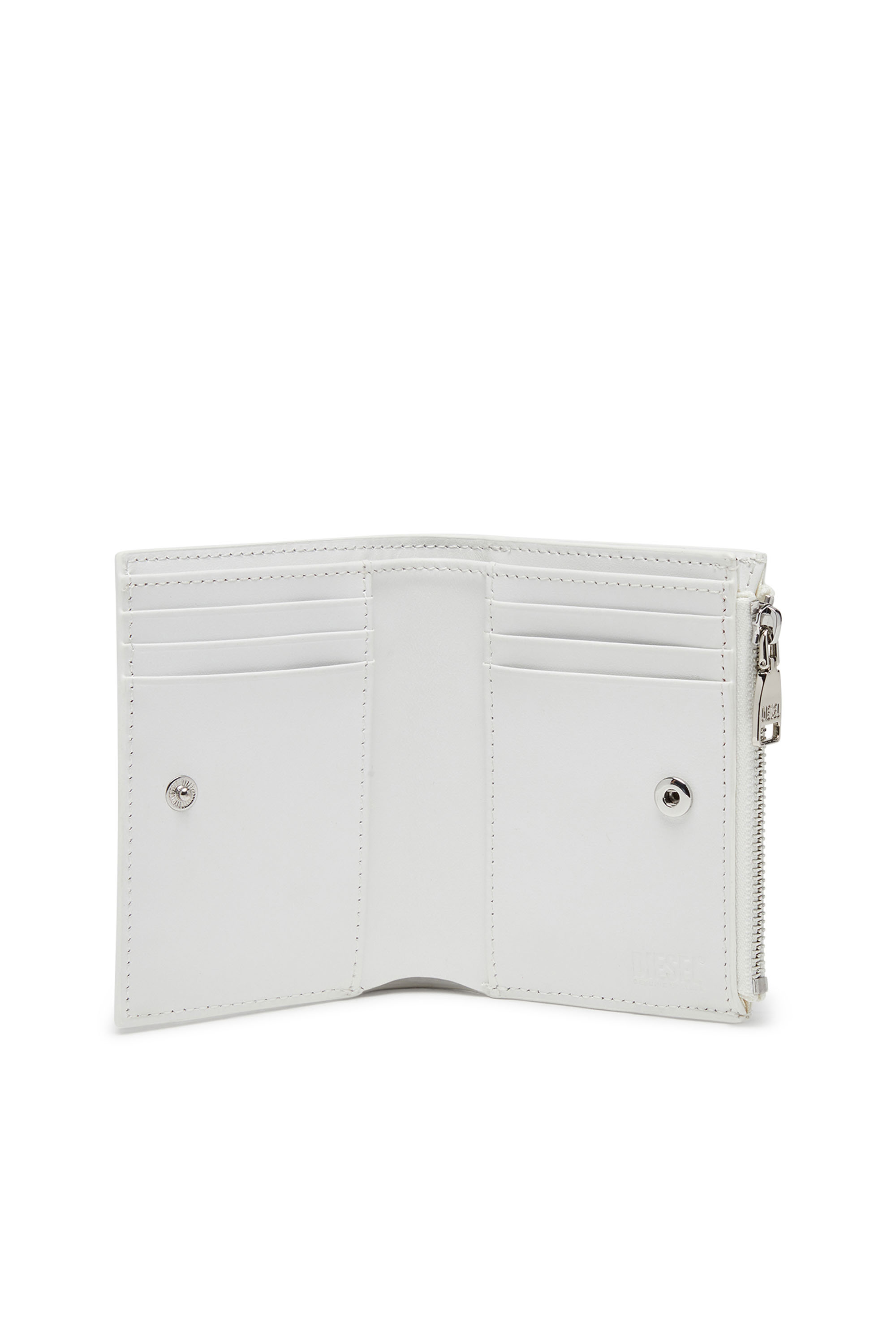 Diesel - PLAY BI-FOLD ZIP II, Female Small wallet in glossy leather in White - Image 3