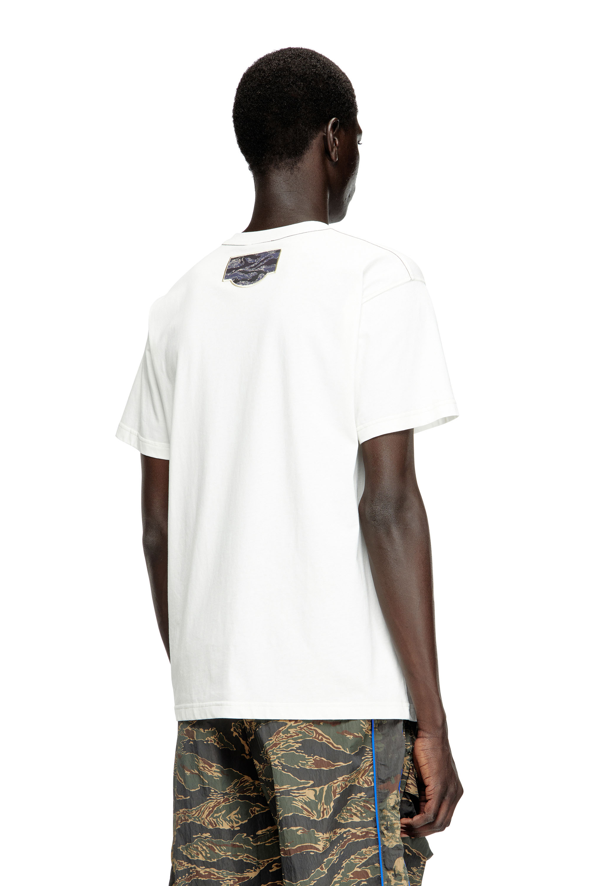 Diesel - T-NORM-T3, Male's T-shirt with camo logo patch in White - 4