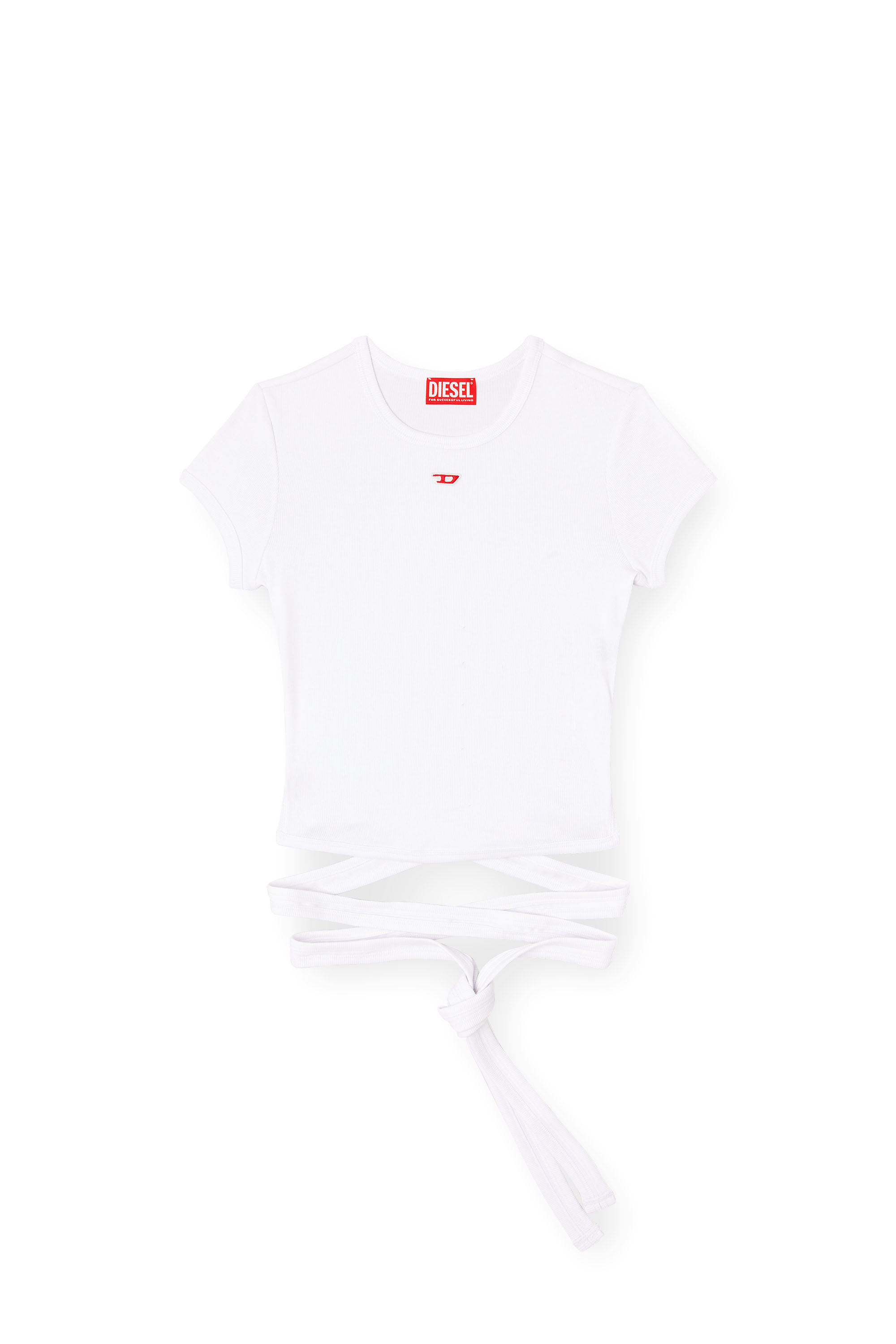 Diesel - T-BUNNY-TAIL, Female's T-shirt with wrap ties in White - 4