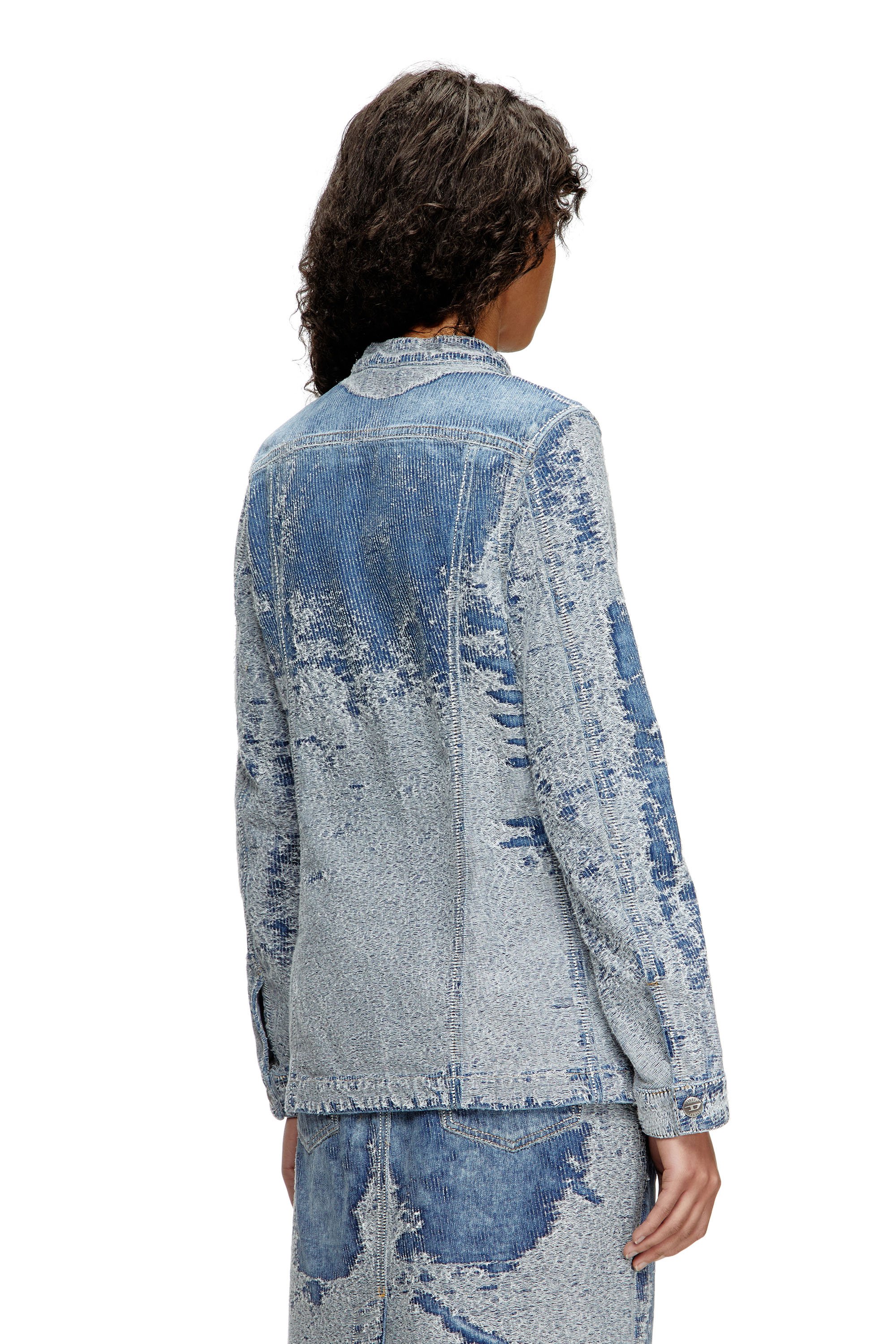 Diesel - DE-MOR-S1, Veste en denim jacquard effet vieilli Femme in Bleu - 3