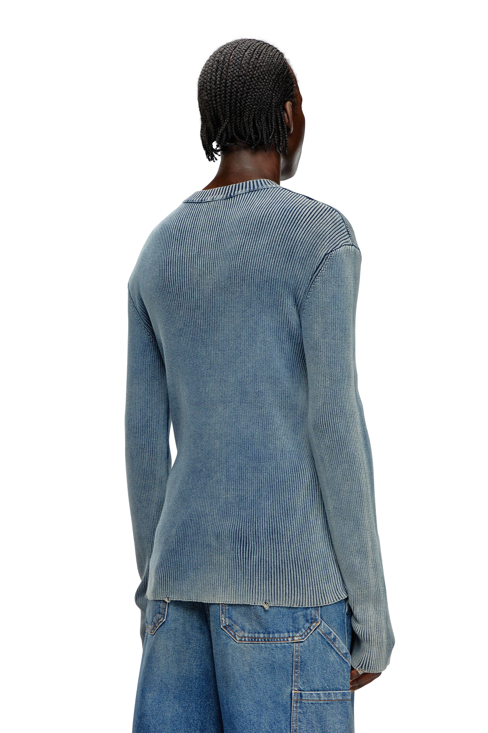 Diesel - K-DARIN-A, Male's Cut-out jumper with Oval D in Blue - 2