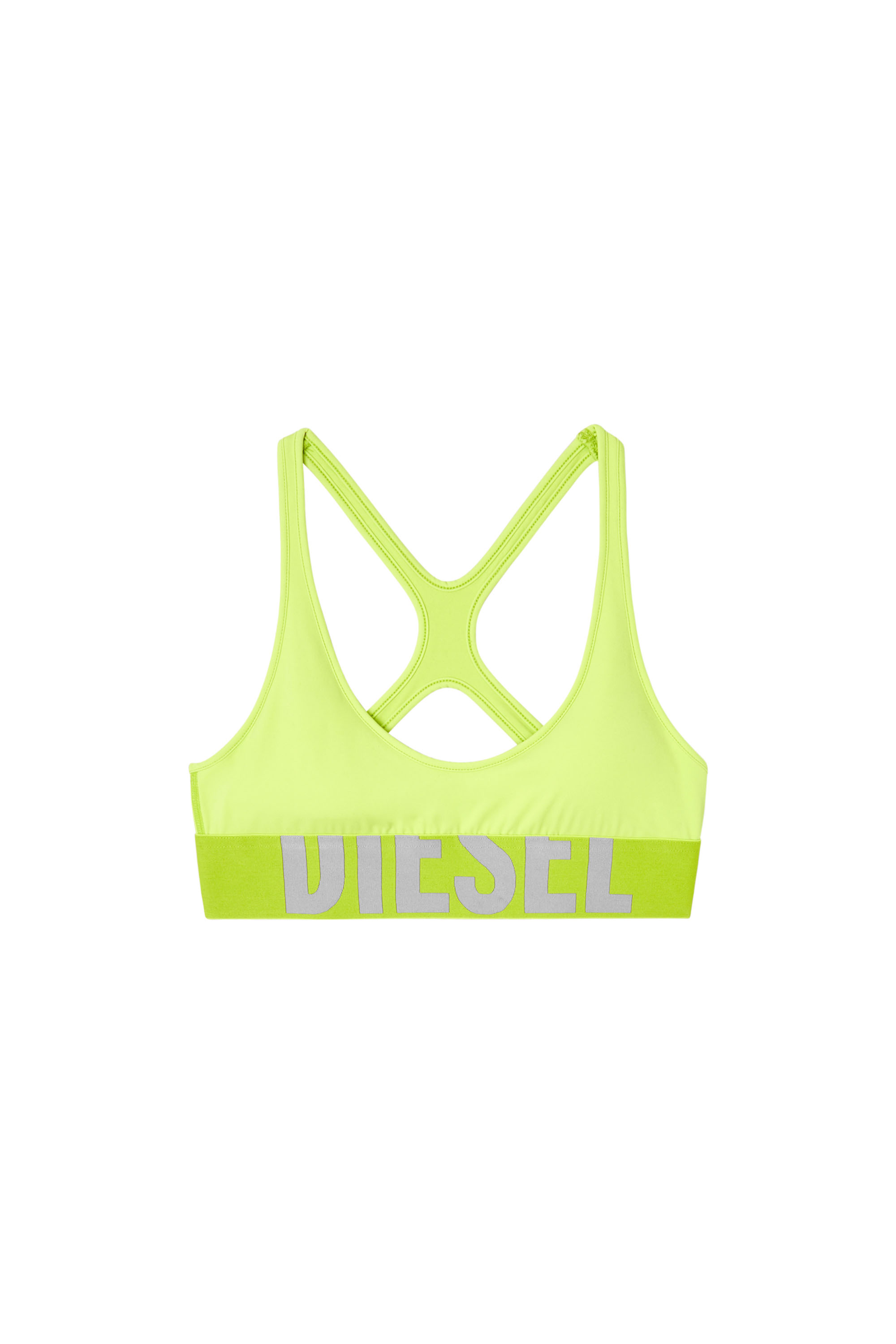 Diesel - ALLISON-D-POP, Brassière de sport en microfibre avec logo tronqué Femme in Vert - 4