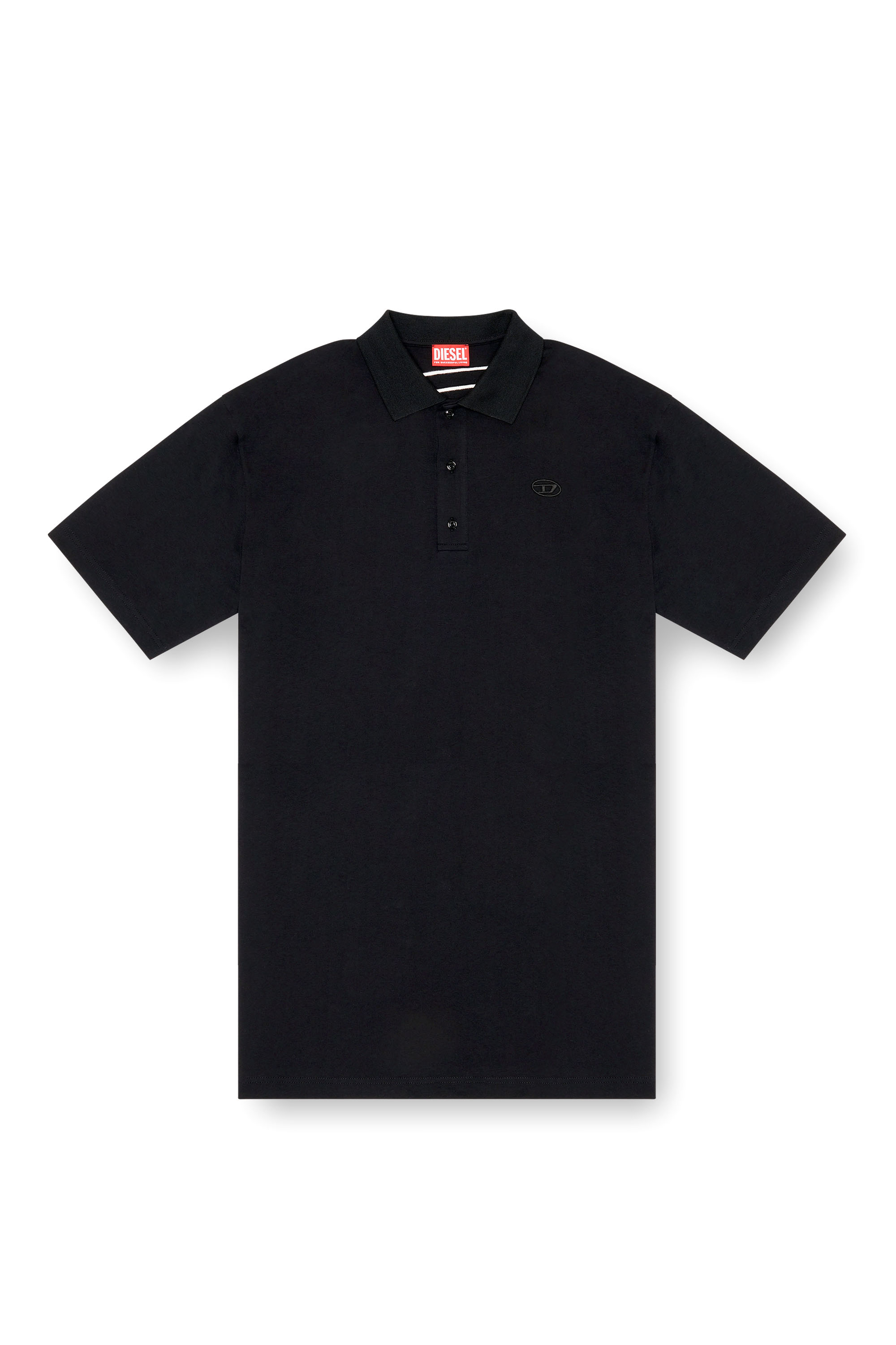 Diesel - T-VORT-MEGOVAL-D, Male's Polo shirt with maxi oval D embroidery in Black - 4