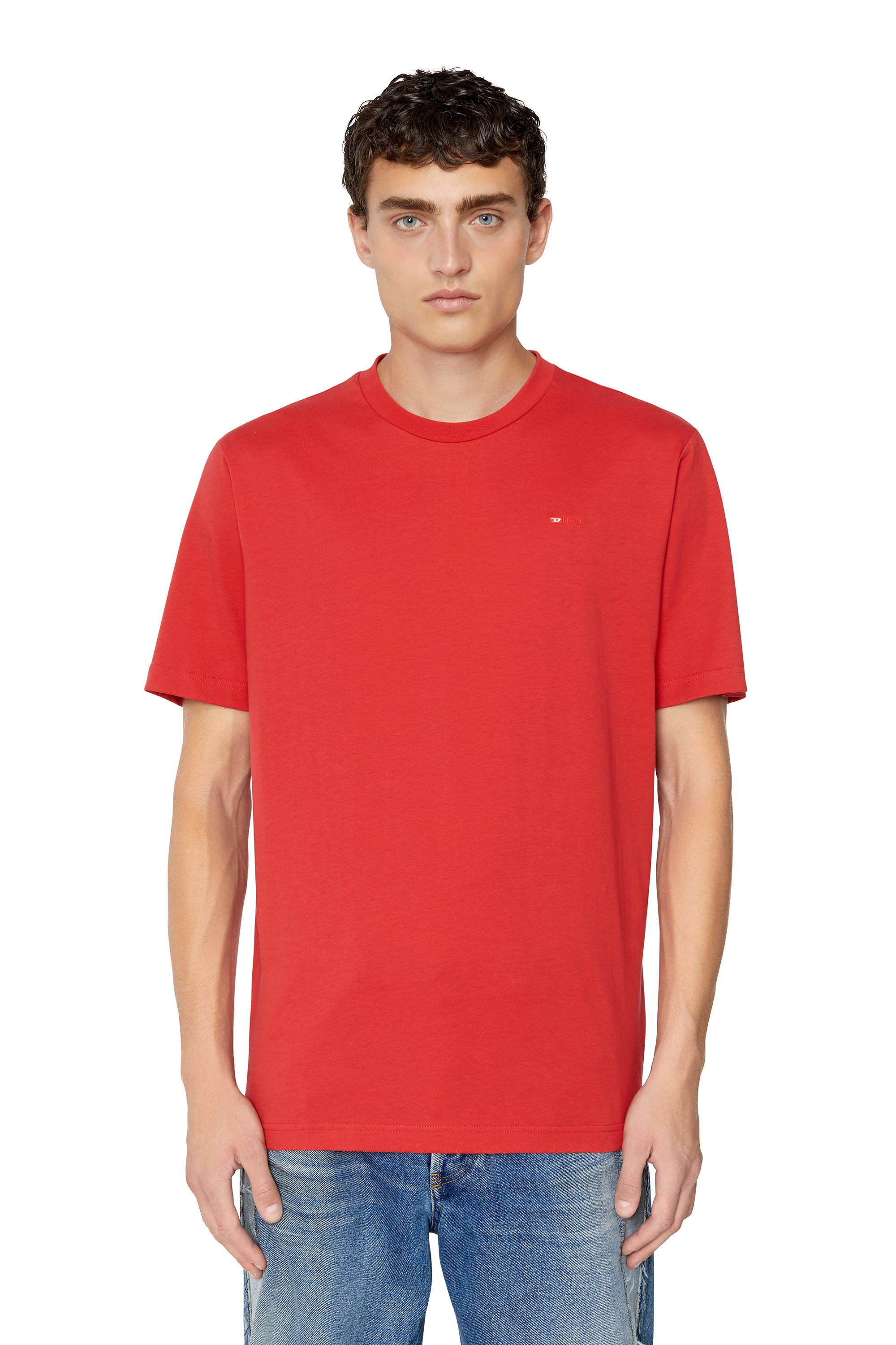 Diesel - T-JUST-MICRODIV, Homme T-shirt avec logo micro-brodé in Rouge - Image 1