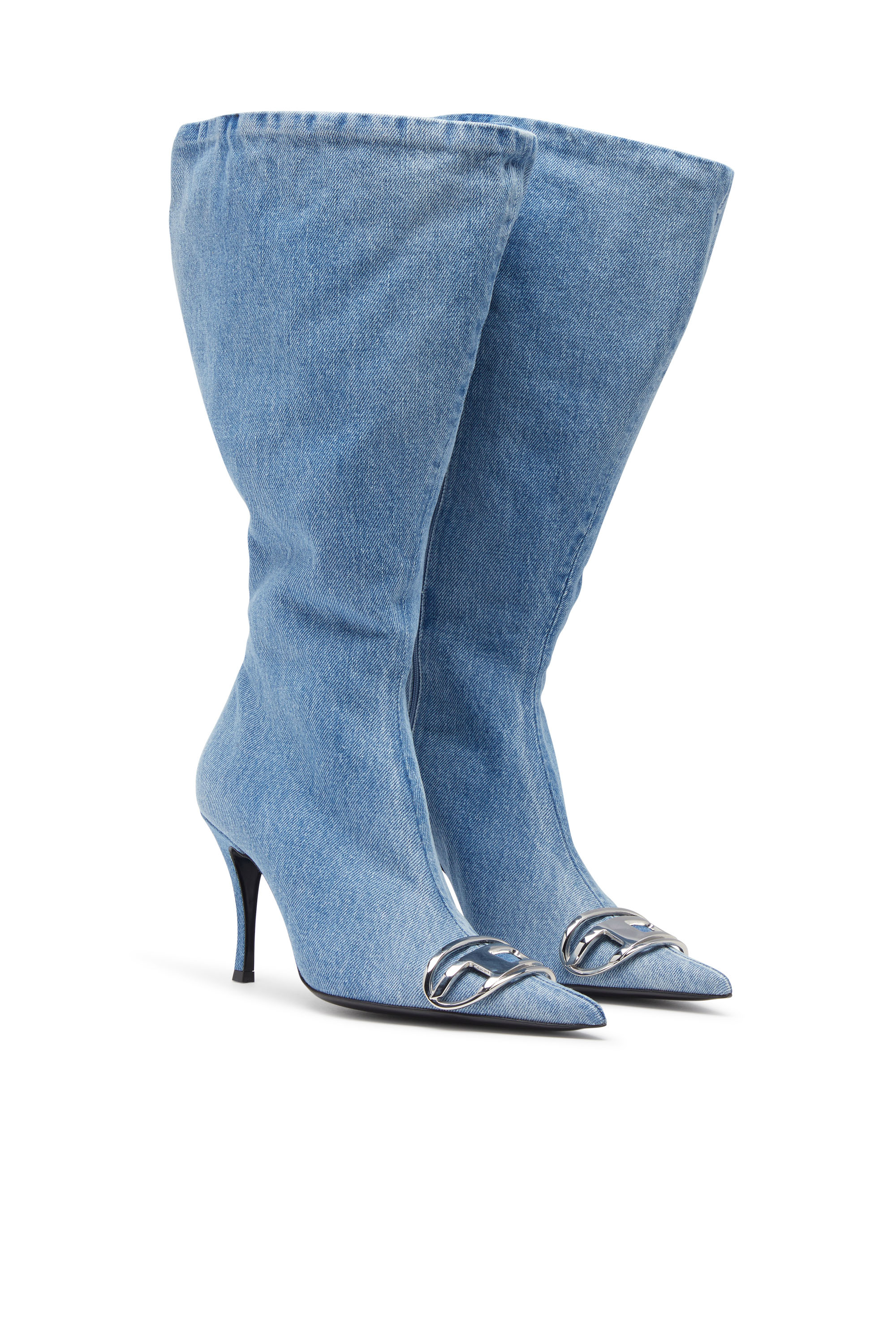Diesel - D-VENUS KB LARGE, Female's D-Venus-Wide knee-high boots in denim in Light Blue - 2