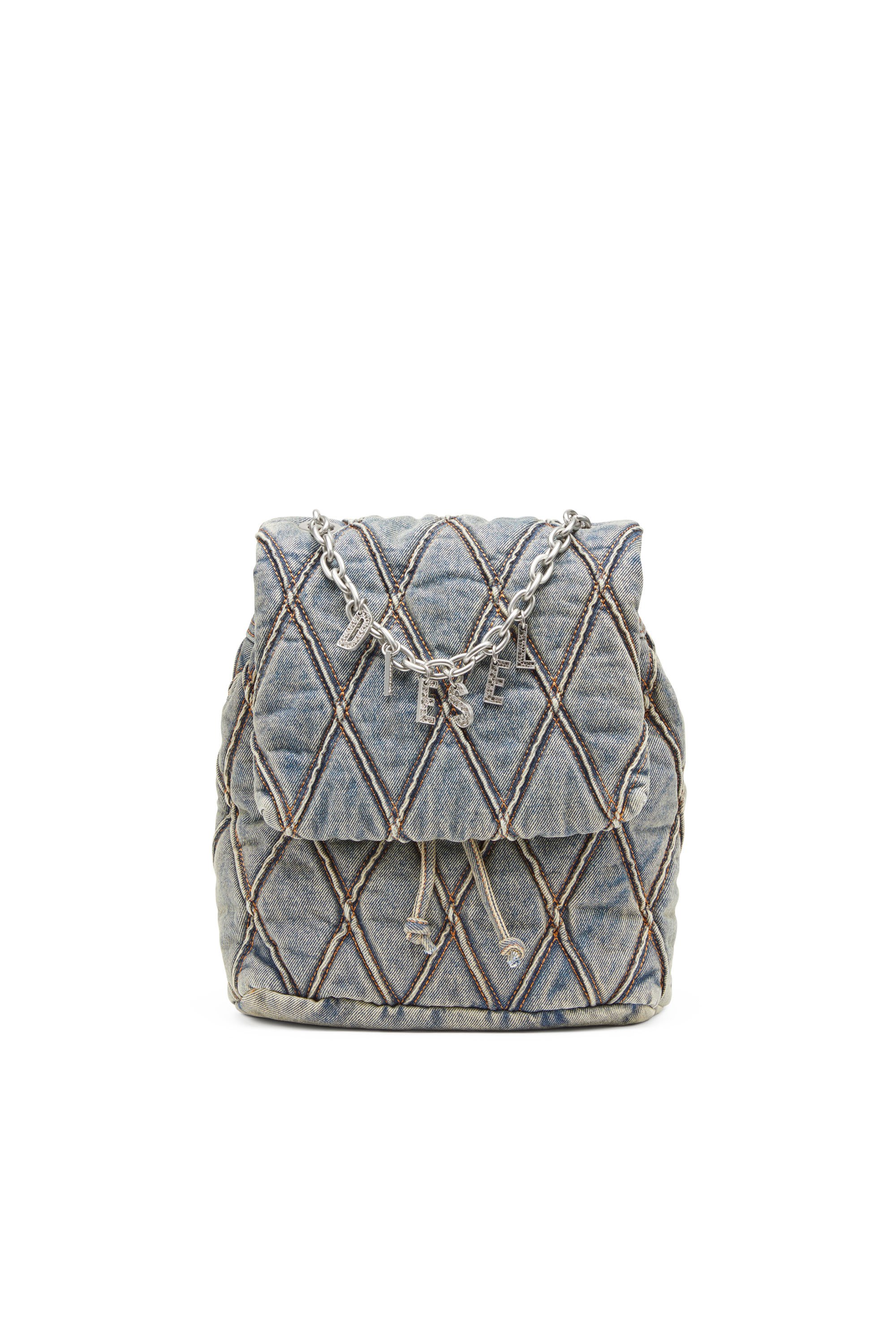 Diesel - CHARM-D BACKPACK S, Female Charm-D S-Backpack in Argyle quilted denim in Blue - Image 1