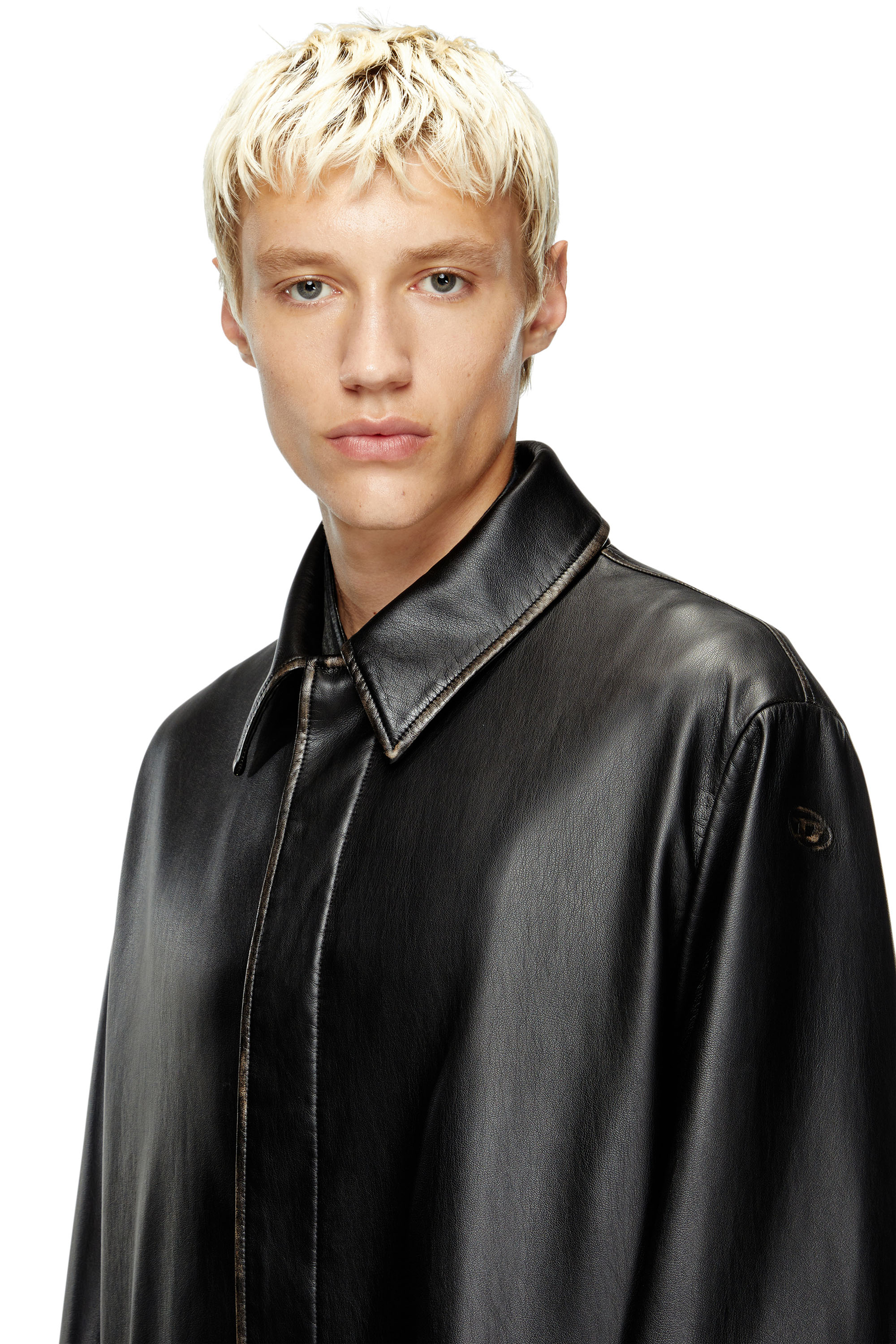 Diesel - J-RIVERS, Caban vieilli avec doublure en flanelle Homme in Noir - 4