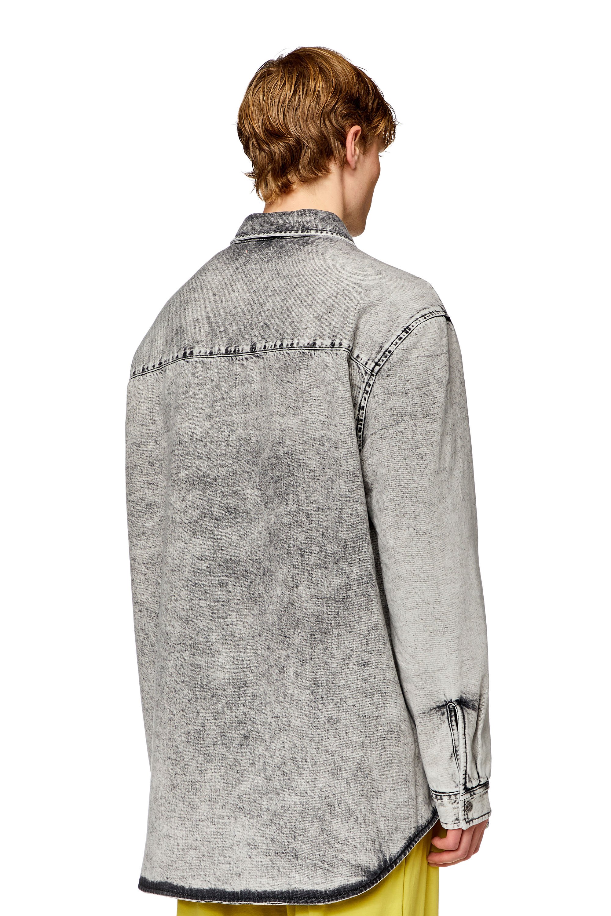 Diesel - D-FLAIM-S, Homme Padded overshirt in tailored denim in Gris - Image 2