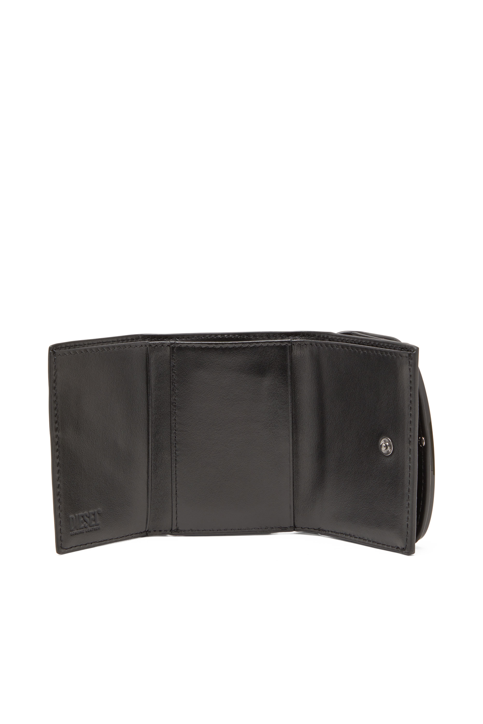 Diesel - 1DR TRI FOLD COIN XS II, Portefeuille à trois volets en cuir effet miroir Femme in Noir - 3