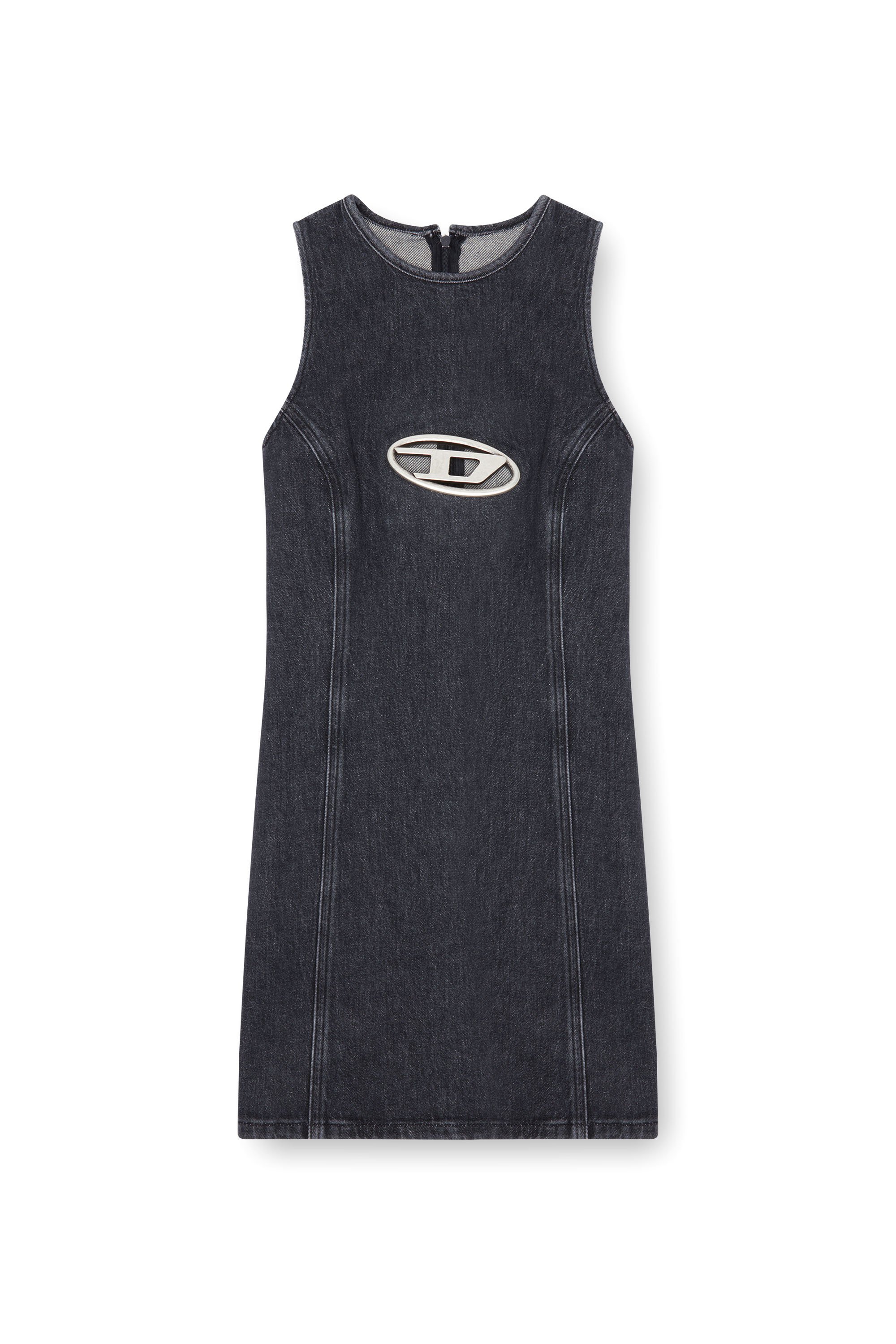 Diesel - DE-FERRIZ-FSD, Female Denim mini dress with Oval D plaque in Black - Image 4