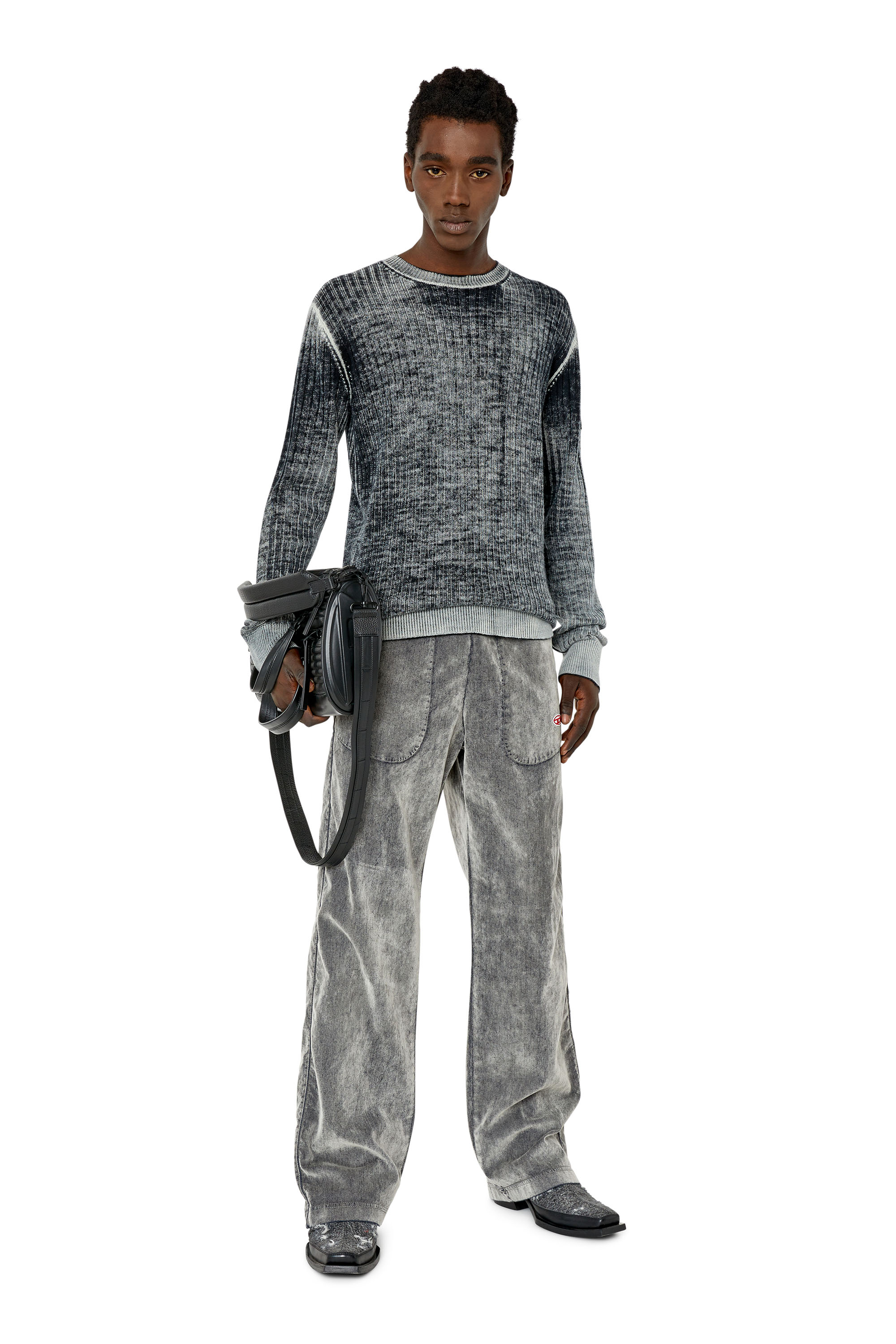 Diesel - D-Martians Track Denim 068CF Straight, Gris Clair - Image 5