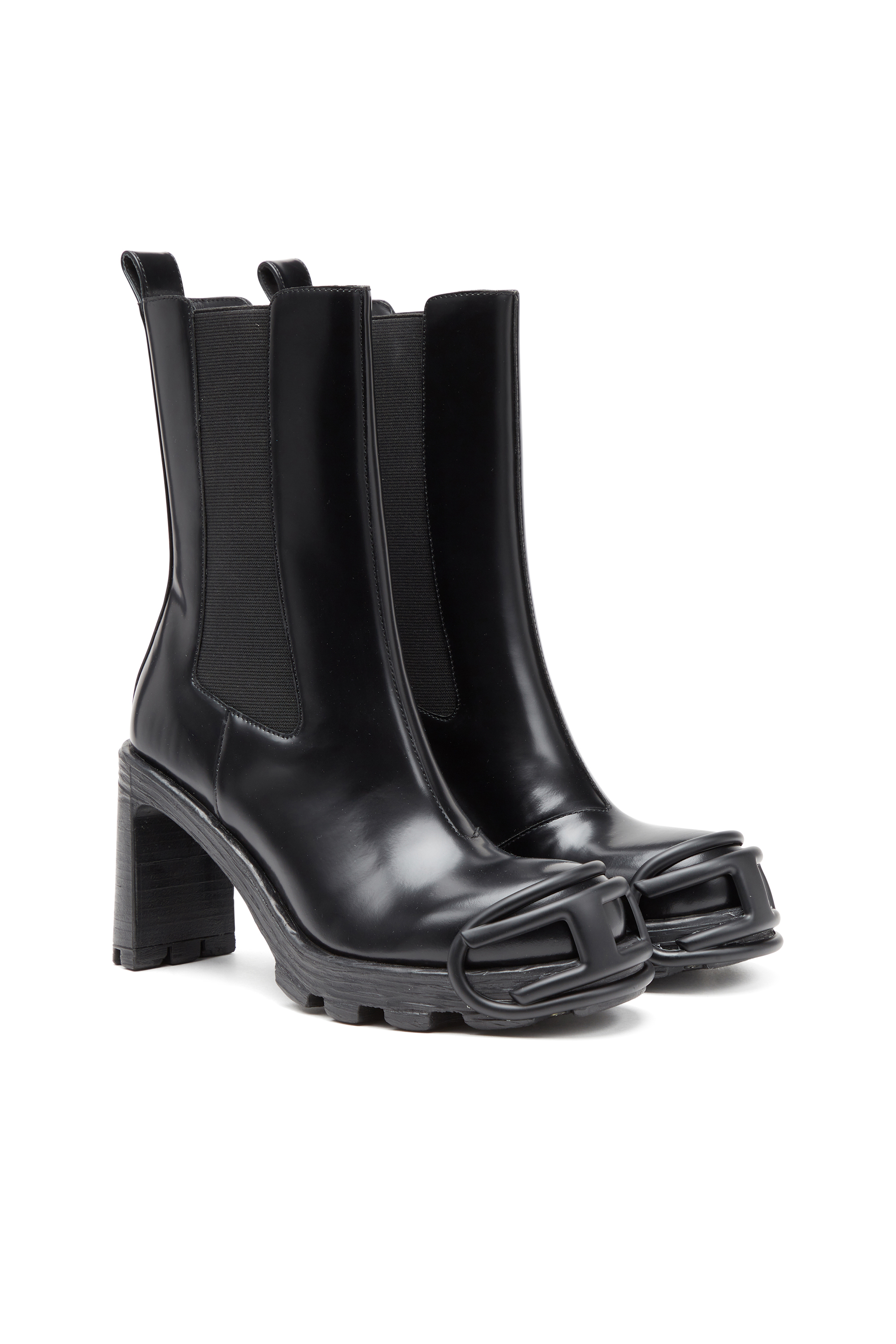 Diesel - D-HAMMER CH D W, Female D-Hammer-High-heel boots with Oval D plaque in Black - Image 2