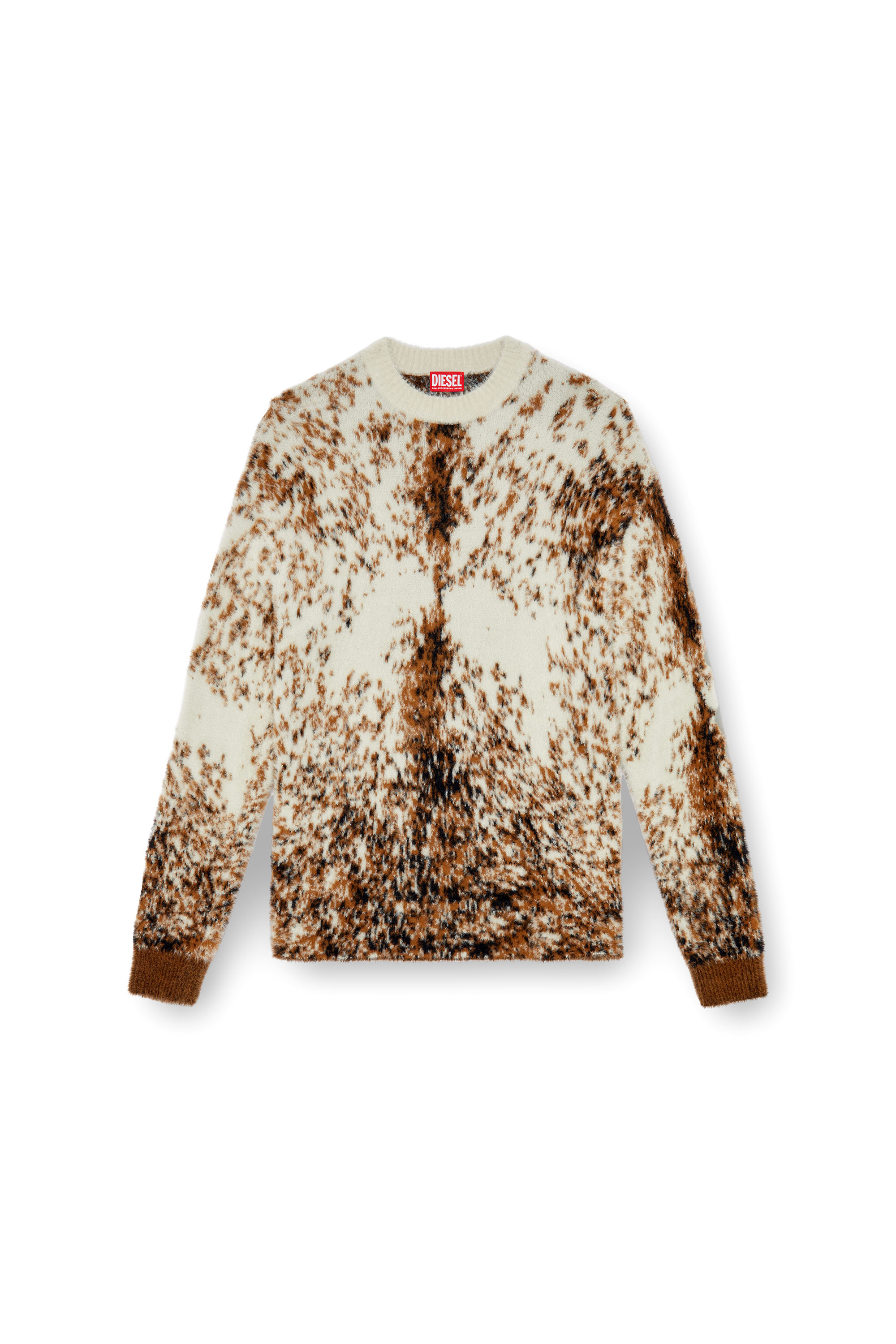 Diesel - K-ITELLO, Male's Fluffy jumper with animalier pattern in Brown - 5