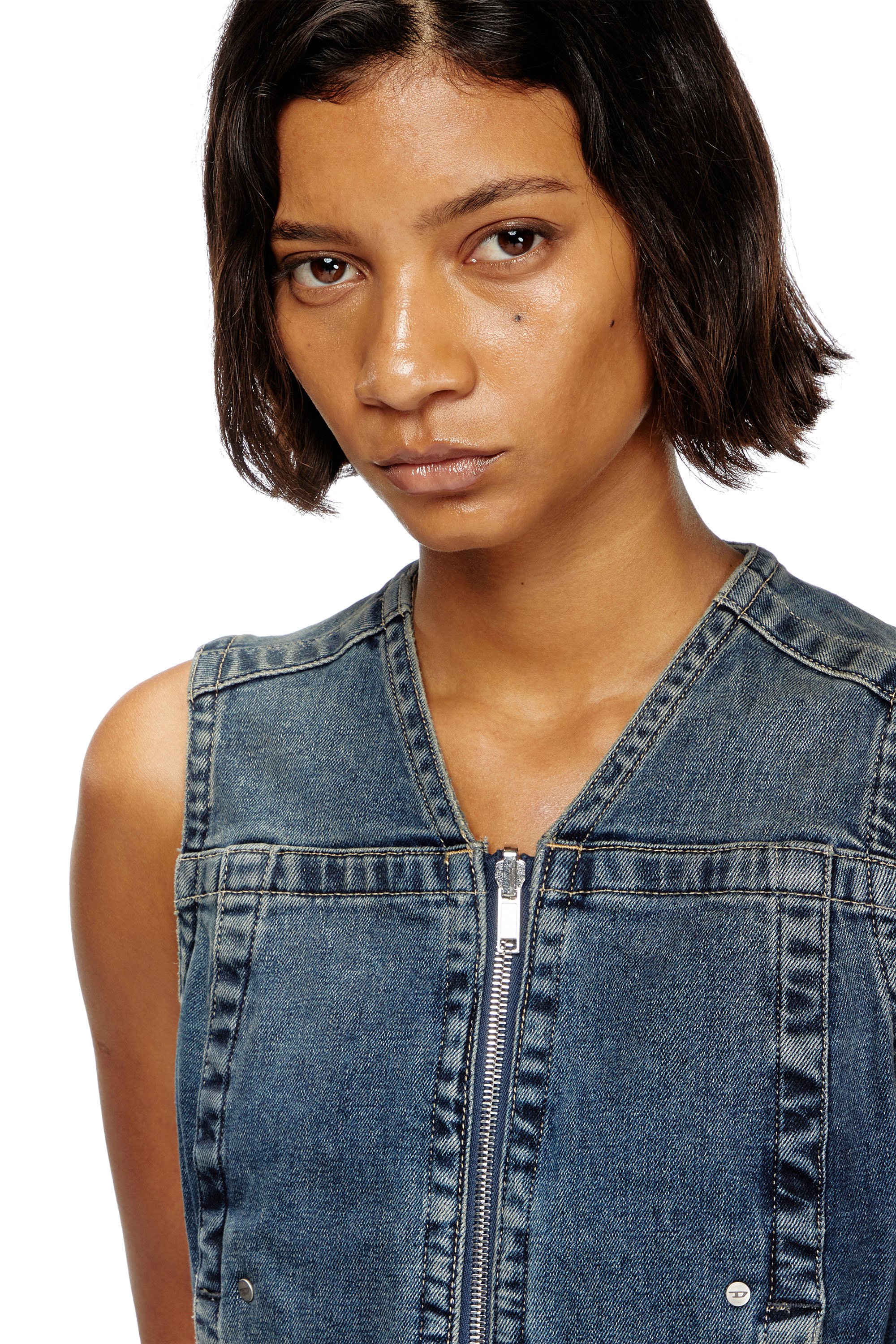 Diesel - DE-PROOF-RE, Female's Zipped top in Rehab denim in Dark Blue - 5