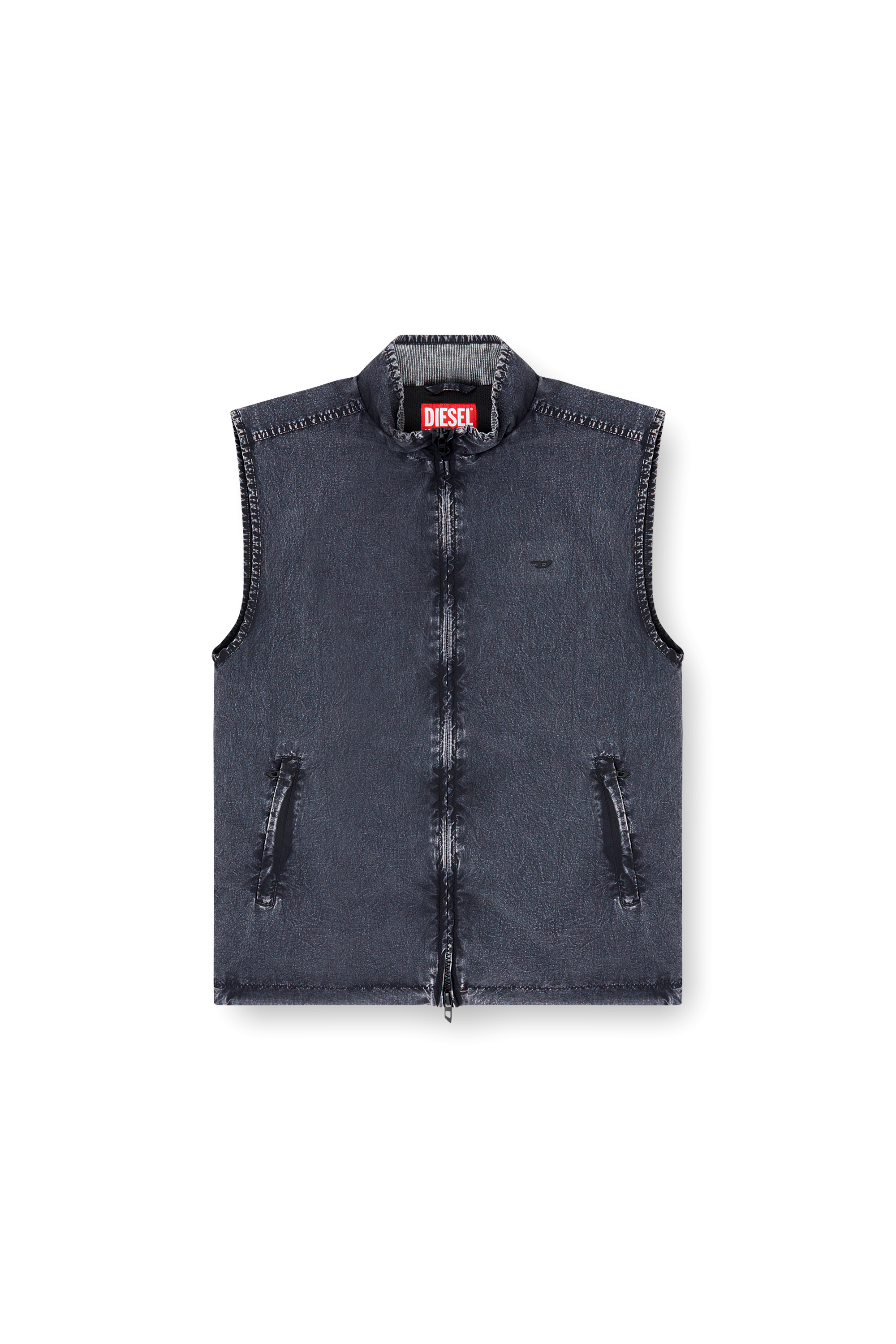 Diesel - J-ERB, Male's Vest in recycled nylon taslan in Dark Blue - 3