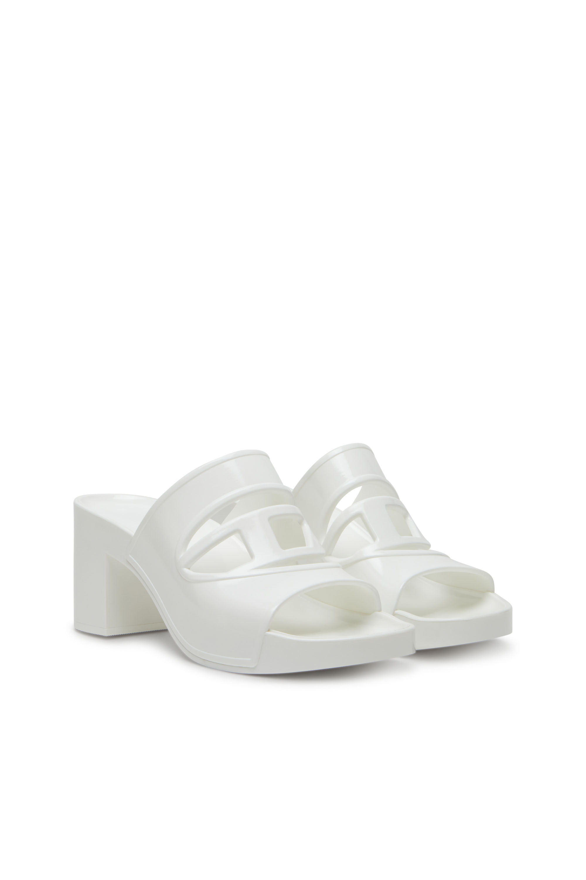 Diesel - SA-BONNIE, Female's Heeled rubber slides with cut-out logo in White - 2