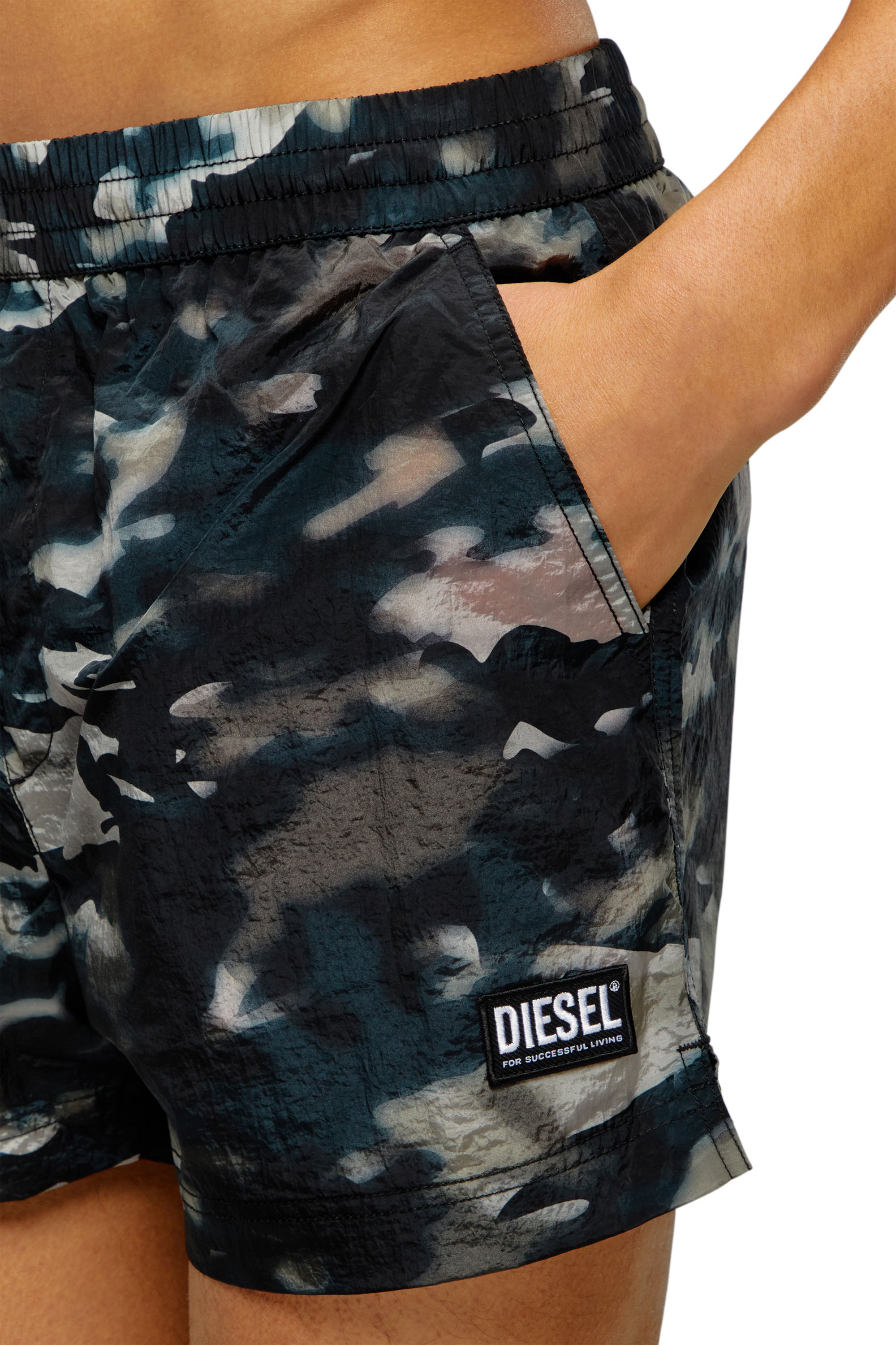 Diesel - BMBX-MARIO-34CM-UTILITY, Male Swim shorts with utilitarian print in Blue - Image 4