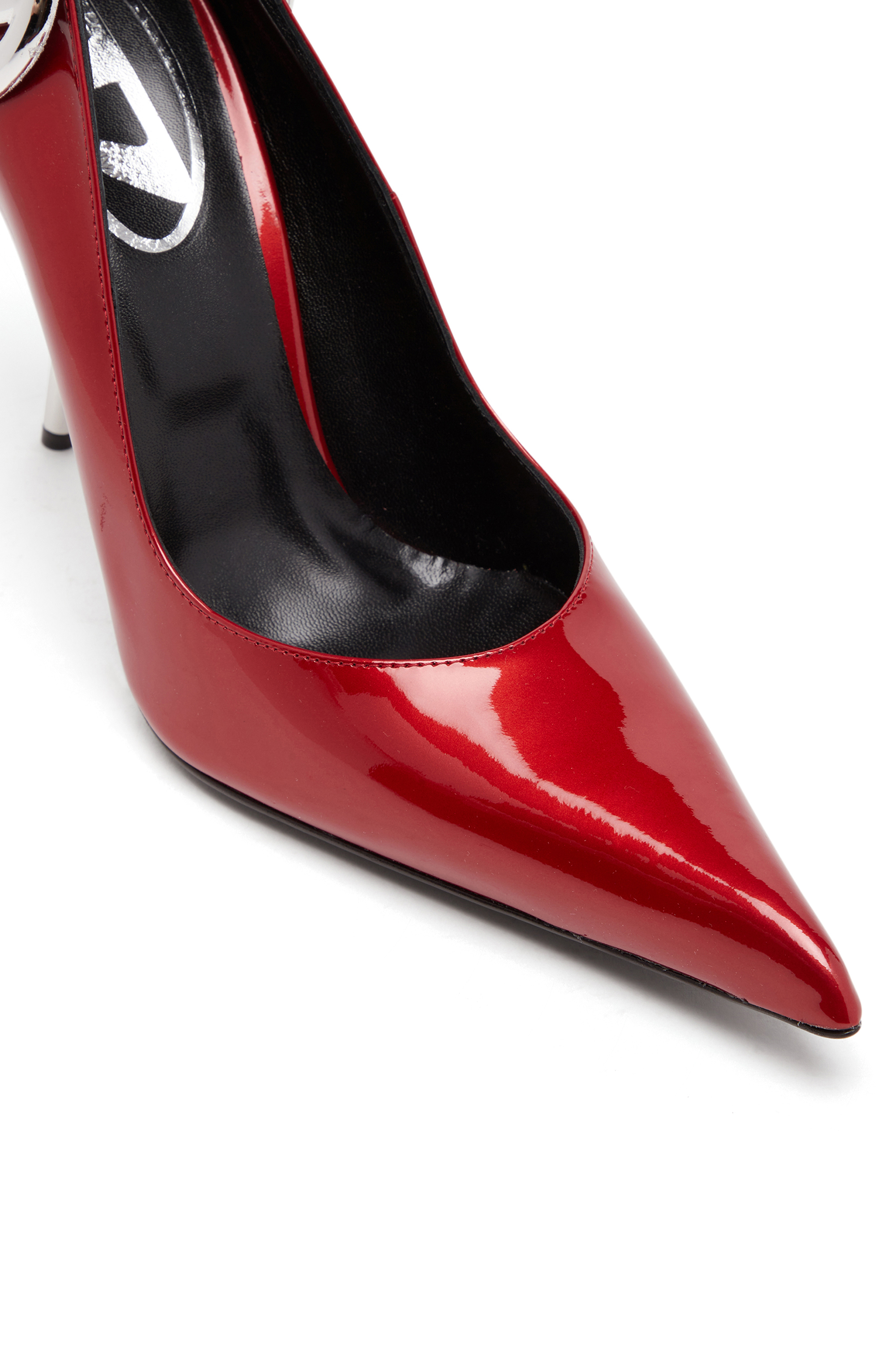 Diesel - D-TEN&HALF P, Female's D-Ten&Half-Patent leather pumps with Oval D heel in Red - 6