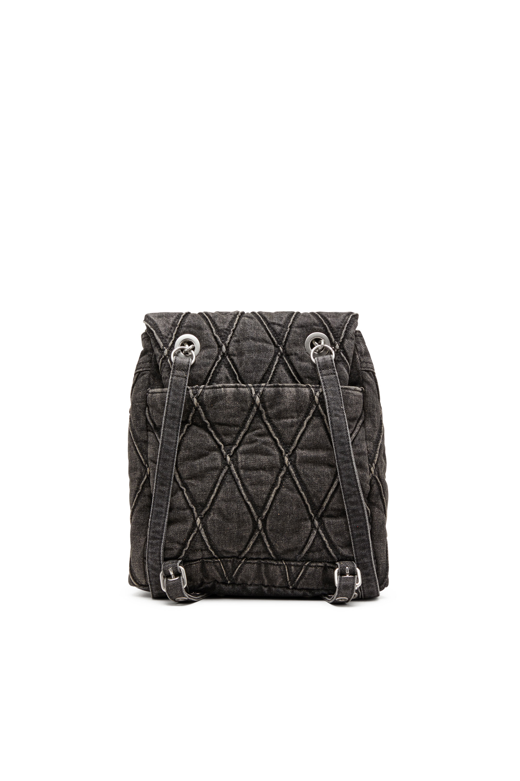 Diesel - CHARM-D BACKPACK S, Female Charm-D S-Backpack in Argyle quilted denim in Black - Image 2