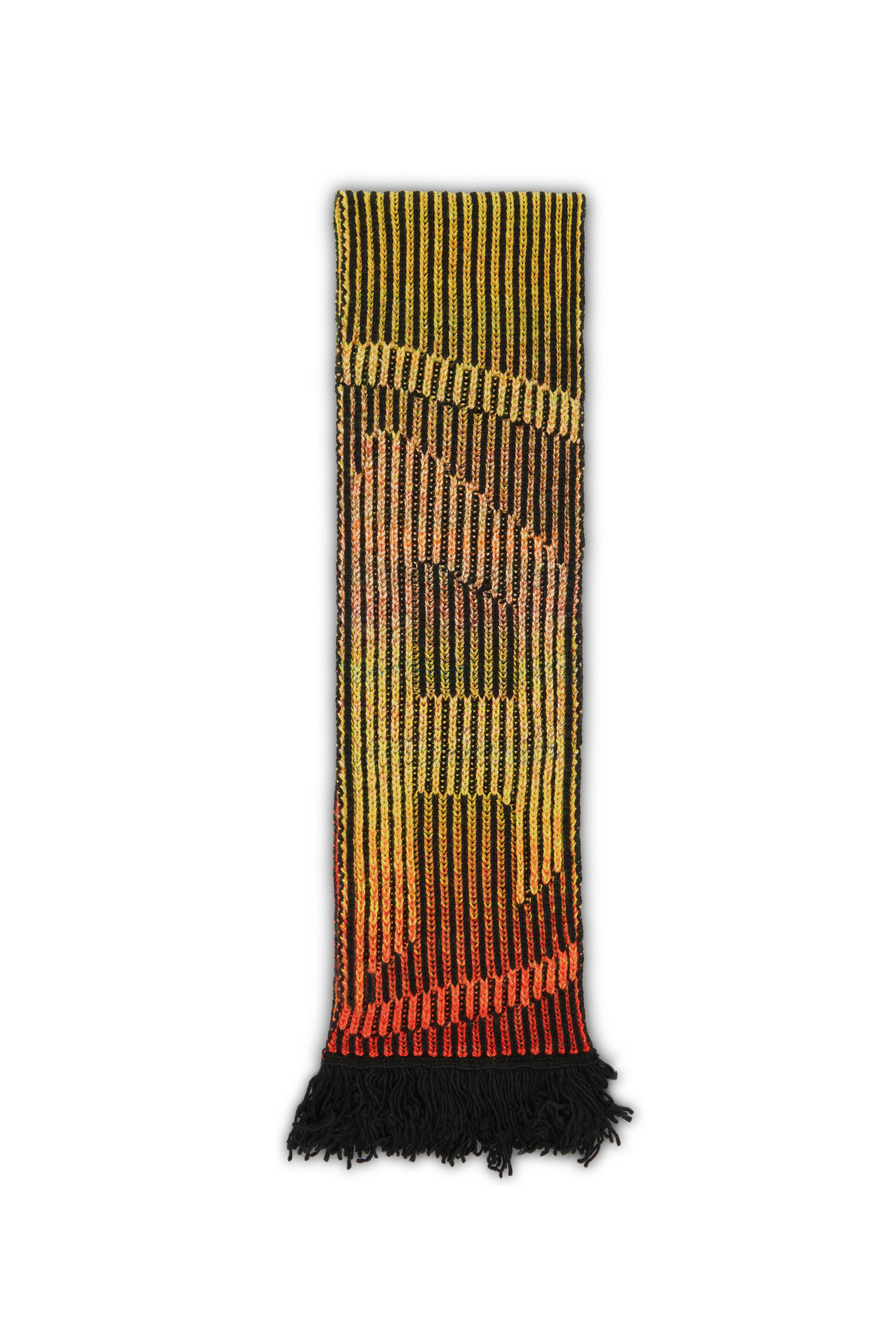 Diesel - K-SHADY, Unisex's Ribbed scarf with dégradé neon stripes in Yellow/Orange - 1