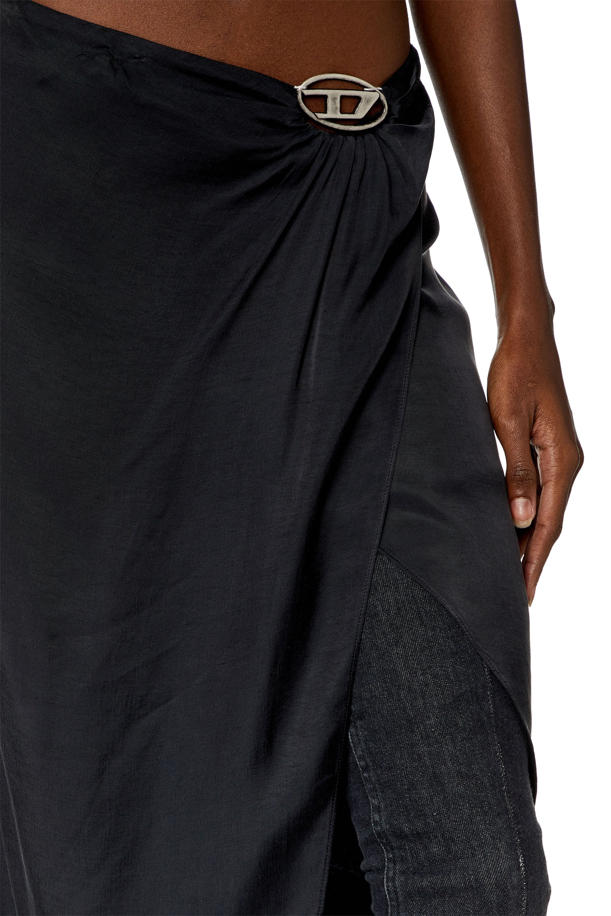 Diesel - O-STENT-N1, Female Asymmetric midi skirt in satin in Grey - Image 5