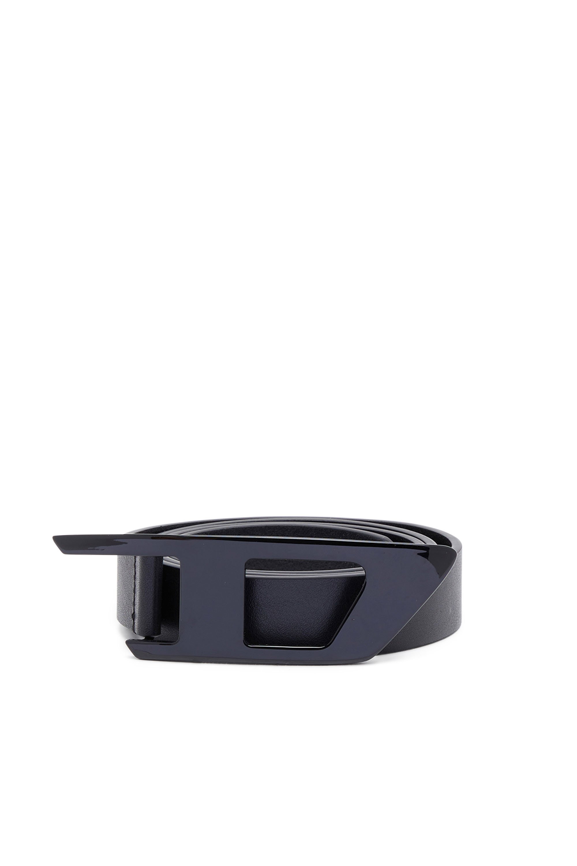Diesel - B-DLOGO II, Male Slim leather belt with D buckle in Black - Image 2