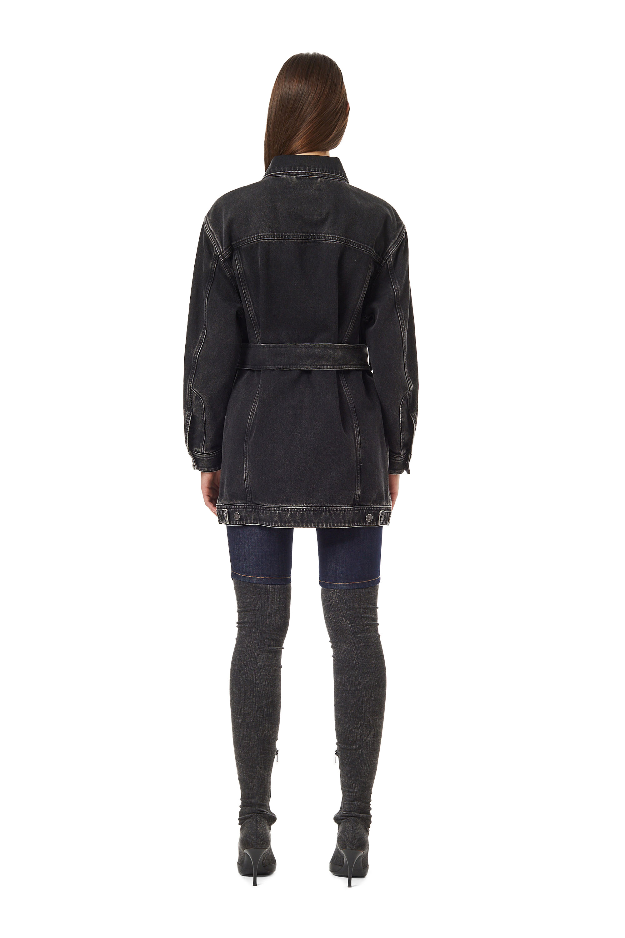 Diesel - DE-FLAMINIA TRUCKER COAT, Black/Dark Grey - Image 2