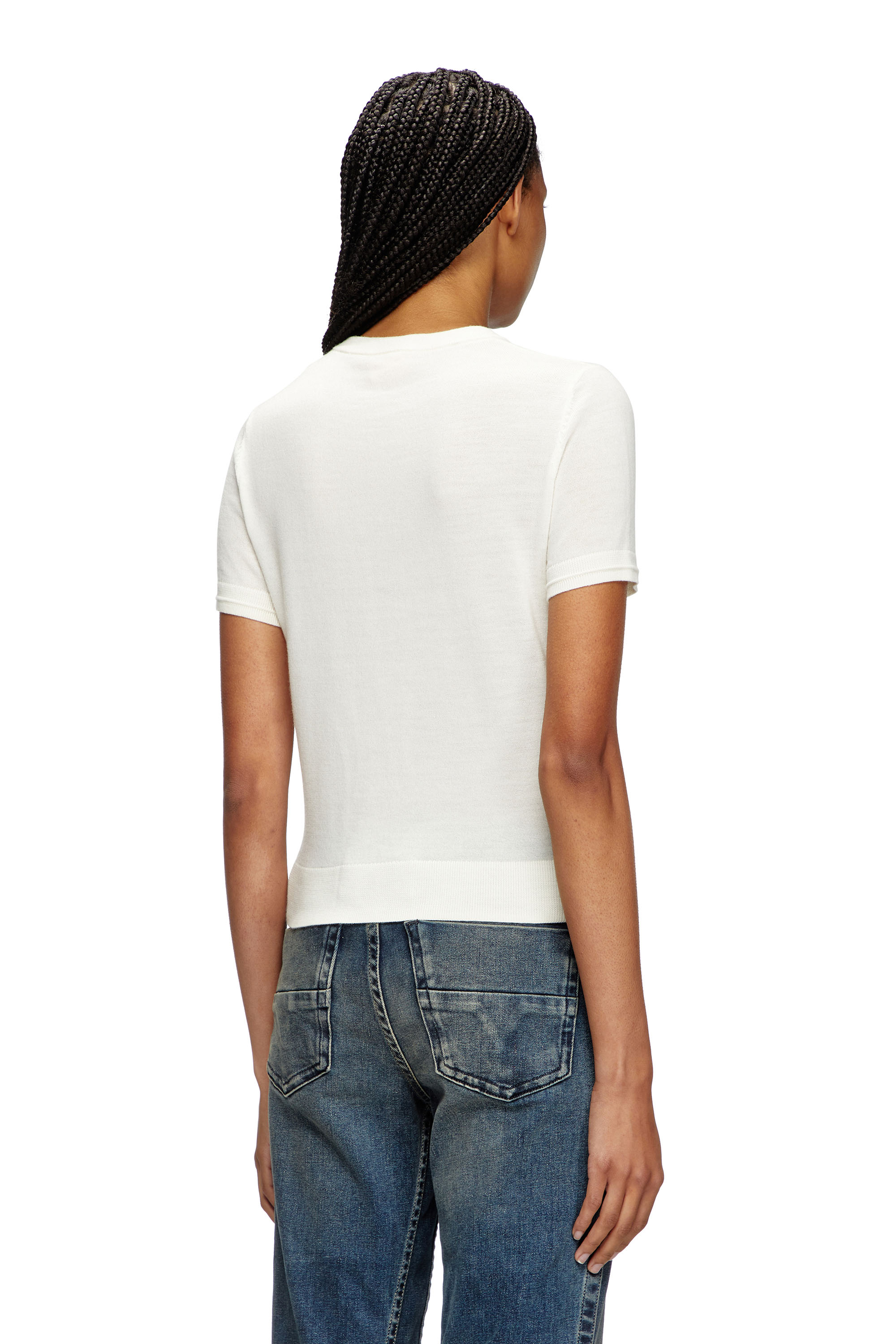 Diesel - M-ALINE, Female's Short-sleeve jumper in wool in White - 3