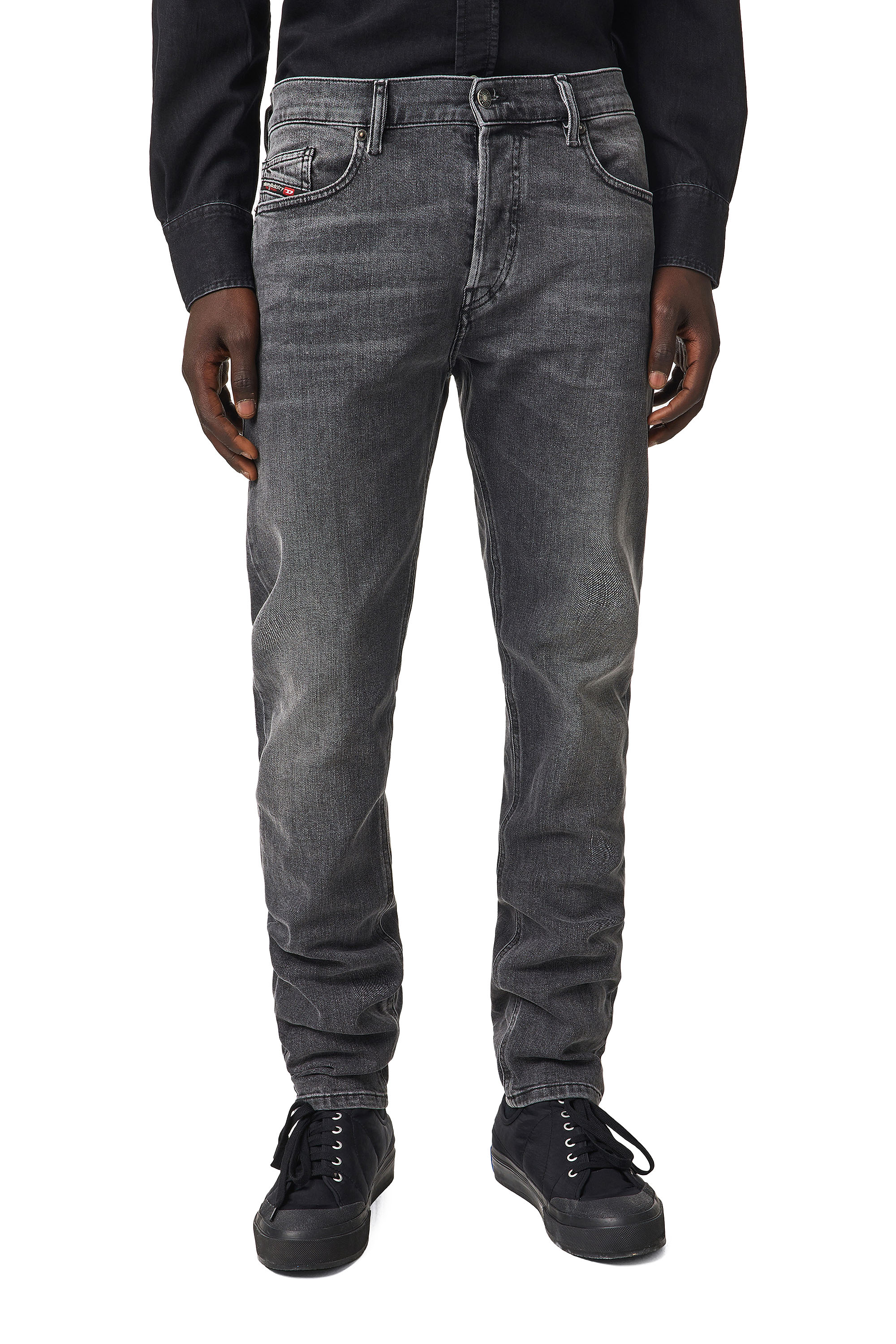 Diesel - D-Luster 009ZT Slim Jeans, Noir/Gris foncé - Image 1