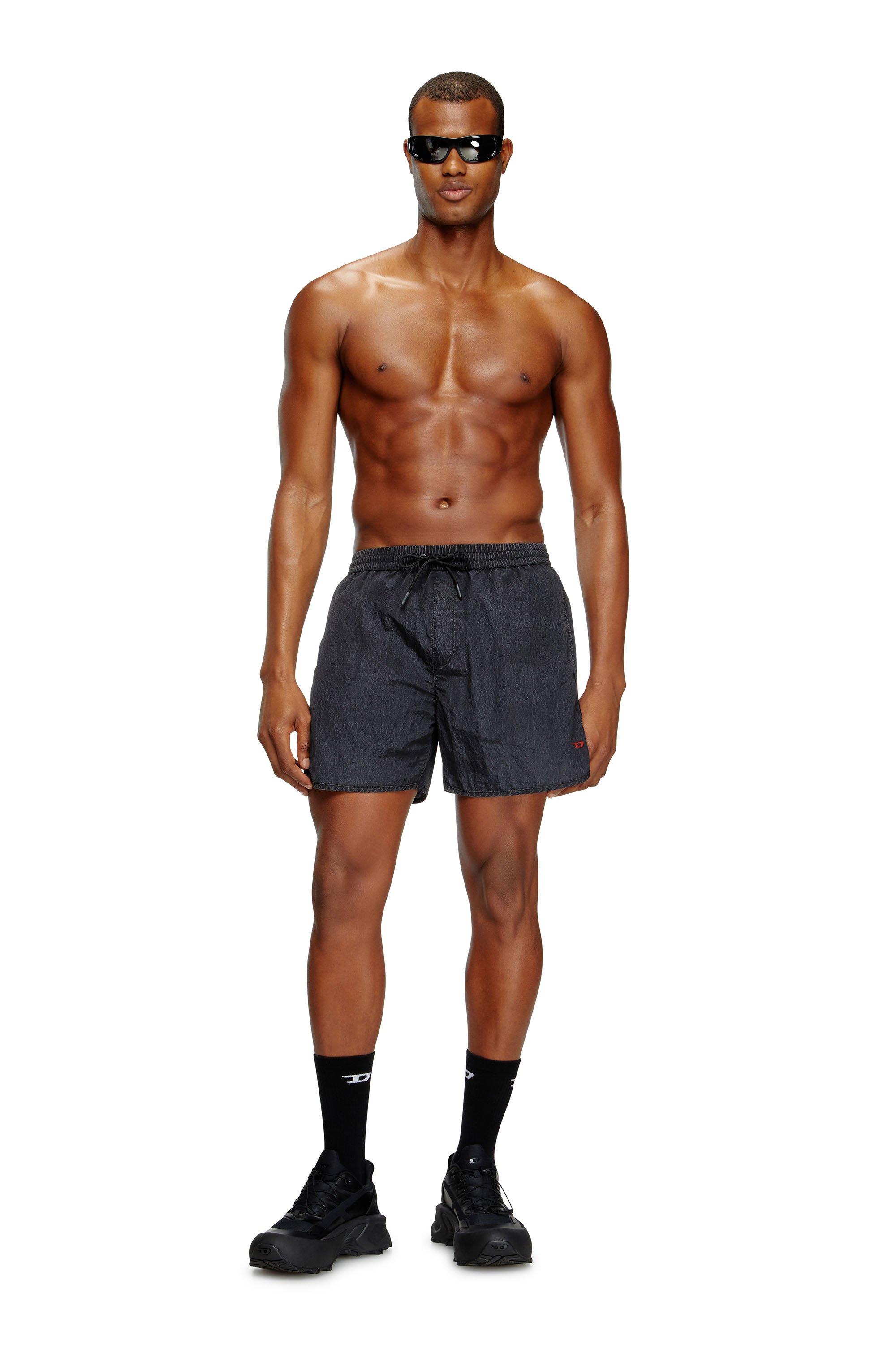 Diesel - JIMMIE-38-D-POP, Male's Mid-length swim shorts in treated ripstop in Black - 1