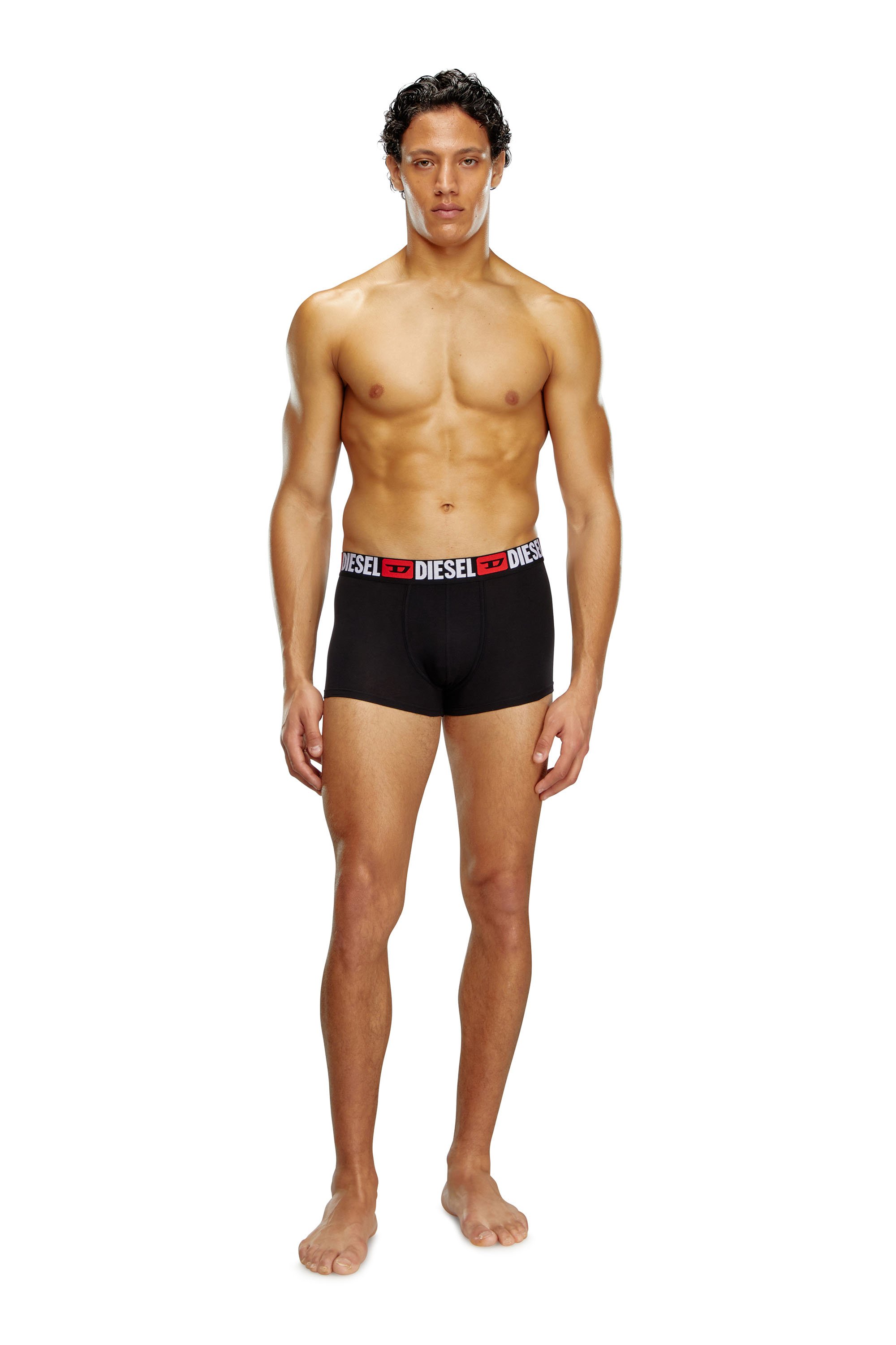 Diesel - UMBX-DAMIENTHREEPACK, Male's Three-pack of all-over logo waist boxers in Black - 2