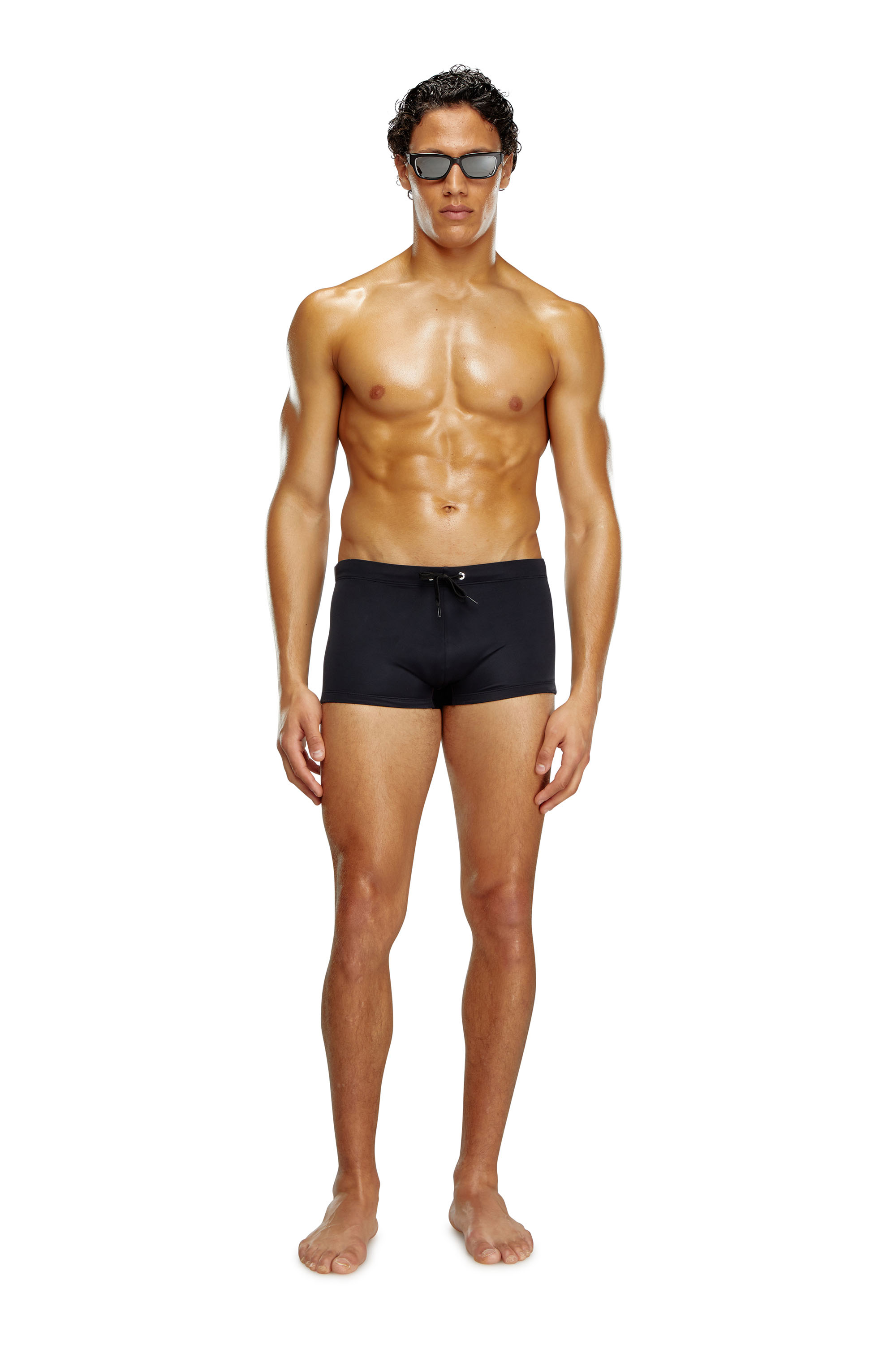 Diesel - BMBX-BRAD, Male's Swim boxer briefs with rear logo print in Black - 1