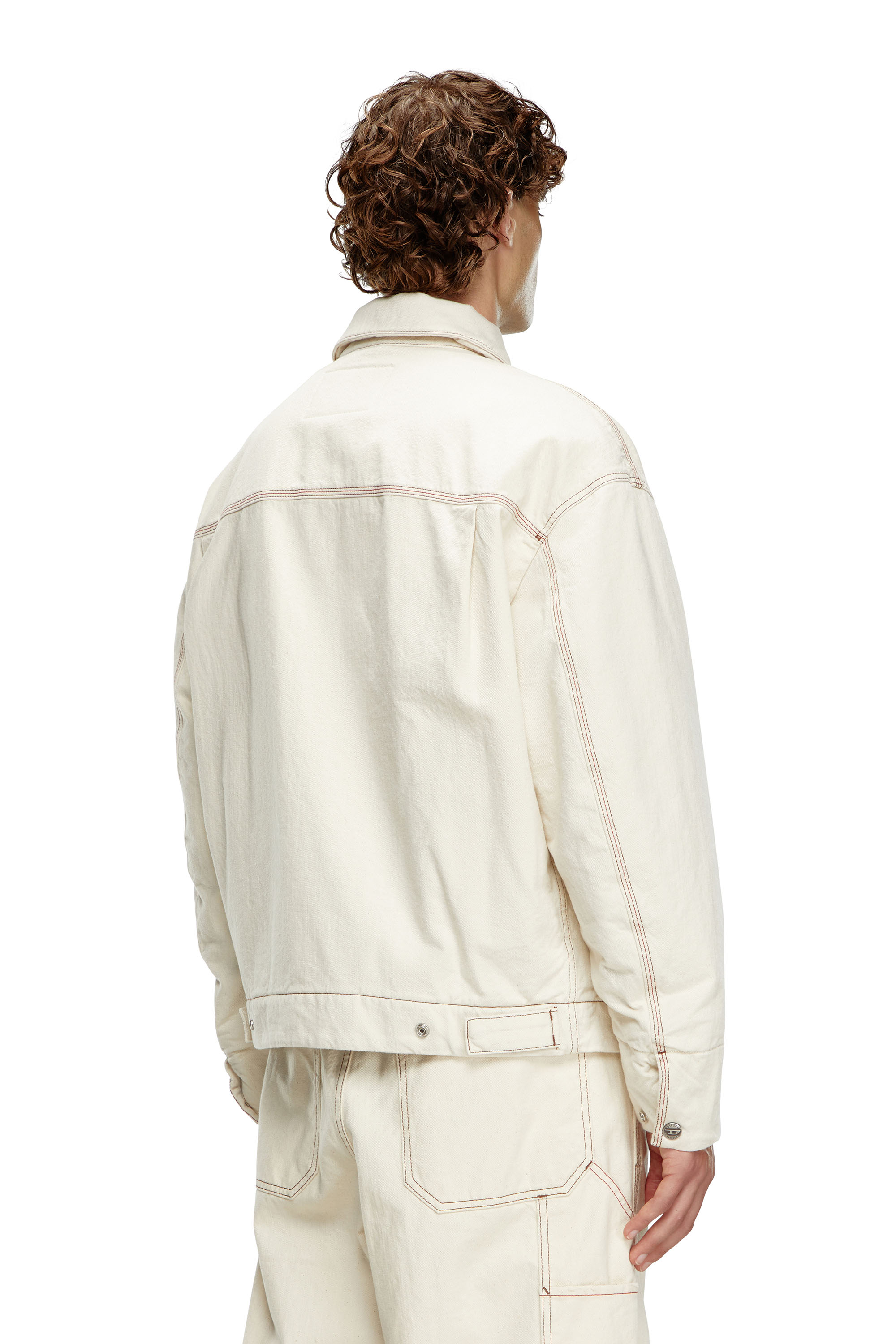 Diesel - D-STACK, Male's Padded jacket in clean-wash denim in White - 3