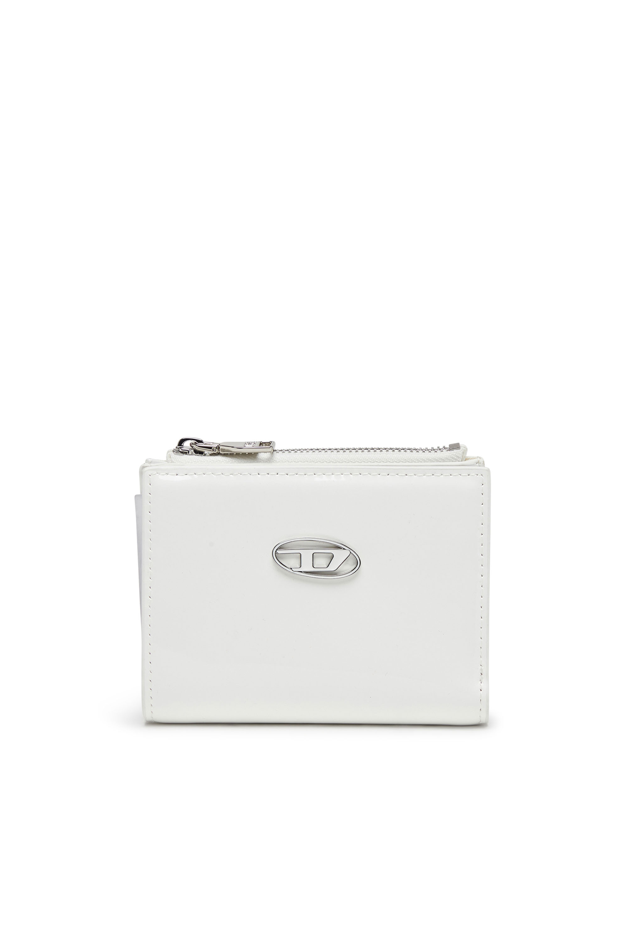 Diesel - PLAY BI-FOLD ZIP II, Female Small wallet in glossy leather in White - Image 1