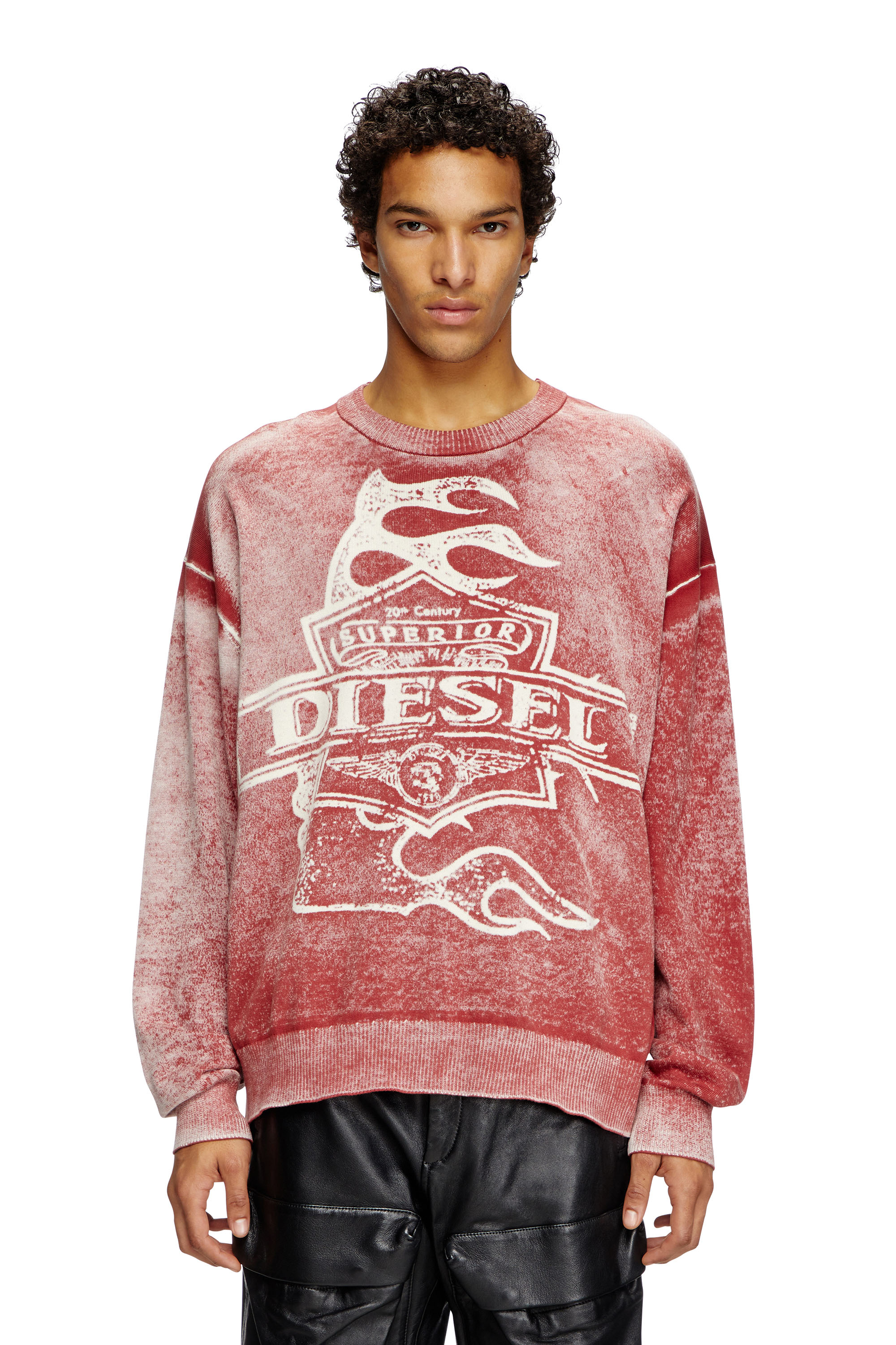 Diesel - K-BELEZ, Male's Reverse-print logo jumper in Red - 1