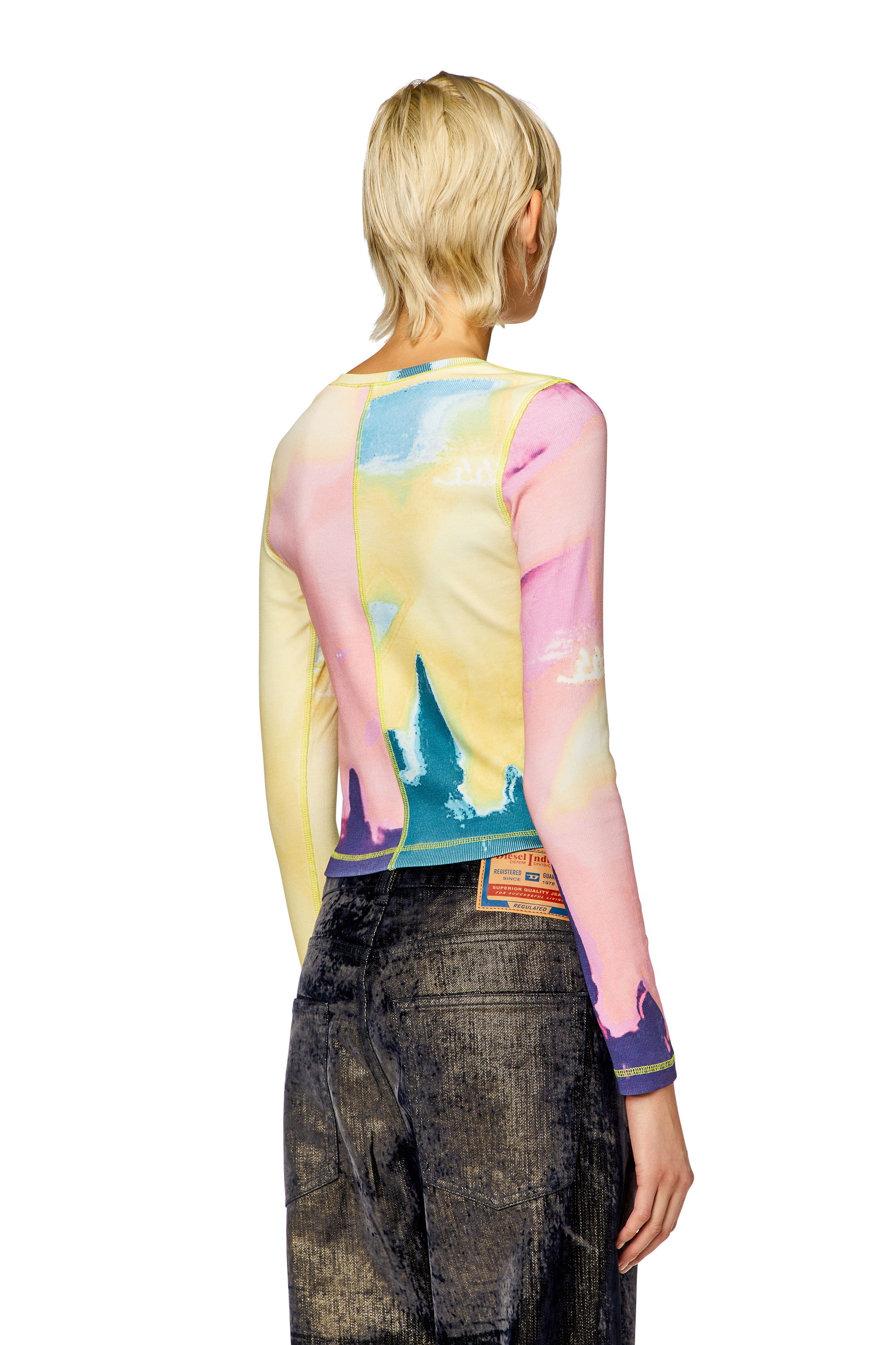Diesel - T-BANES, Femme Top à empiècements avec imprimé multicolore in Polychrome - Image 3
