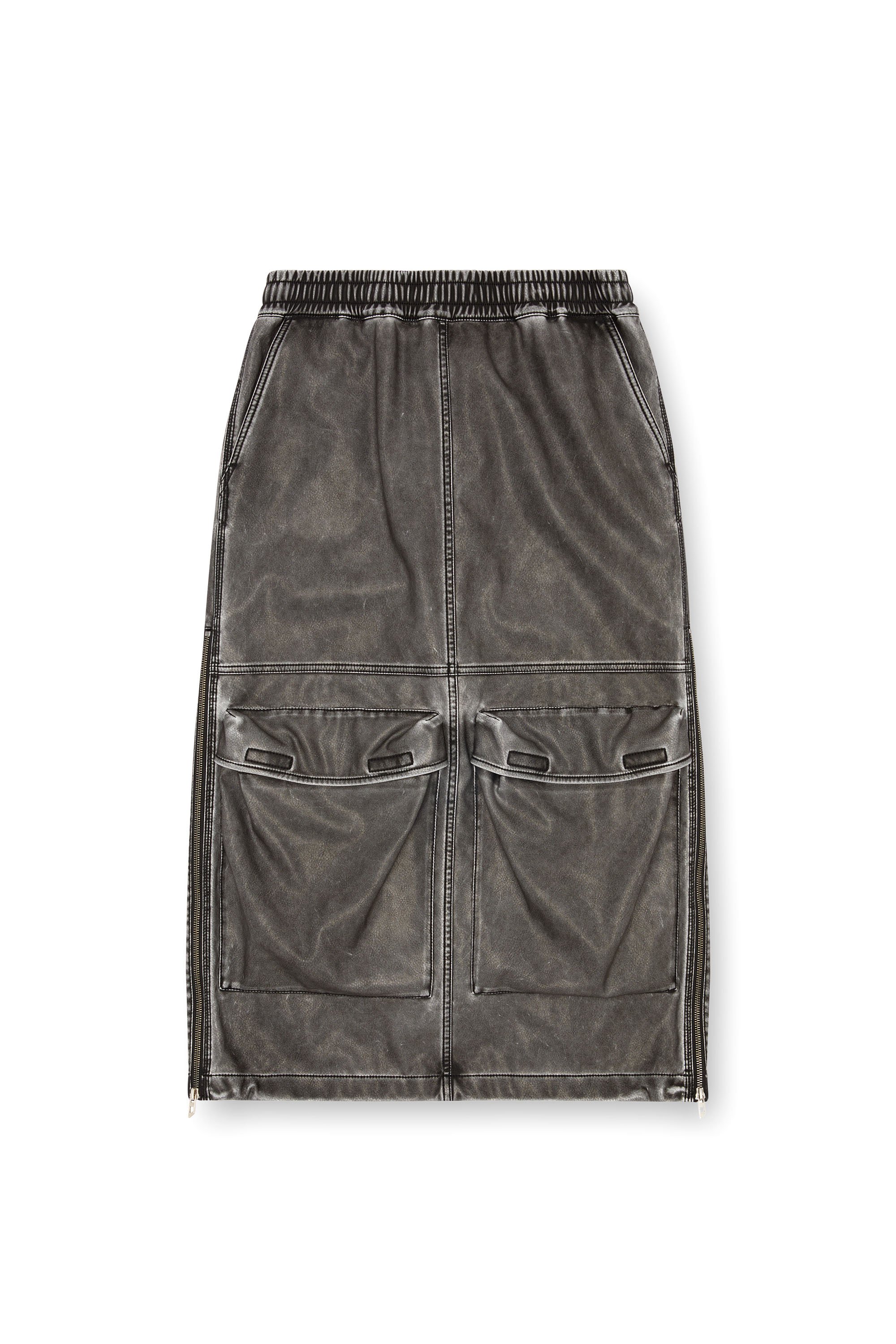 Diesel - O-DYSSEY-P1, Female Long skirt in washed tech fabric in Grey - Image 3