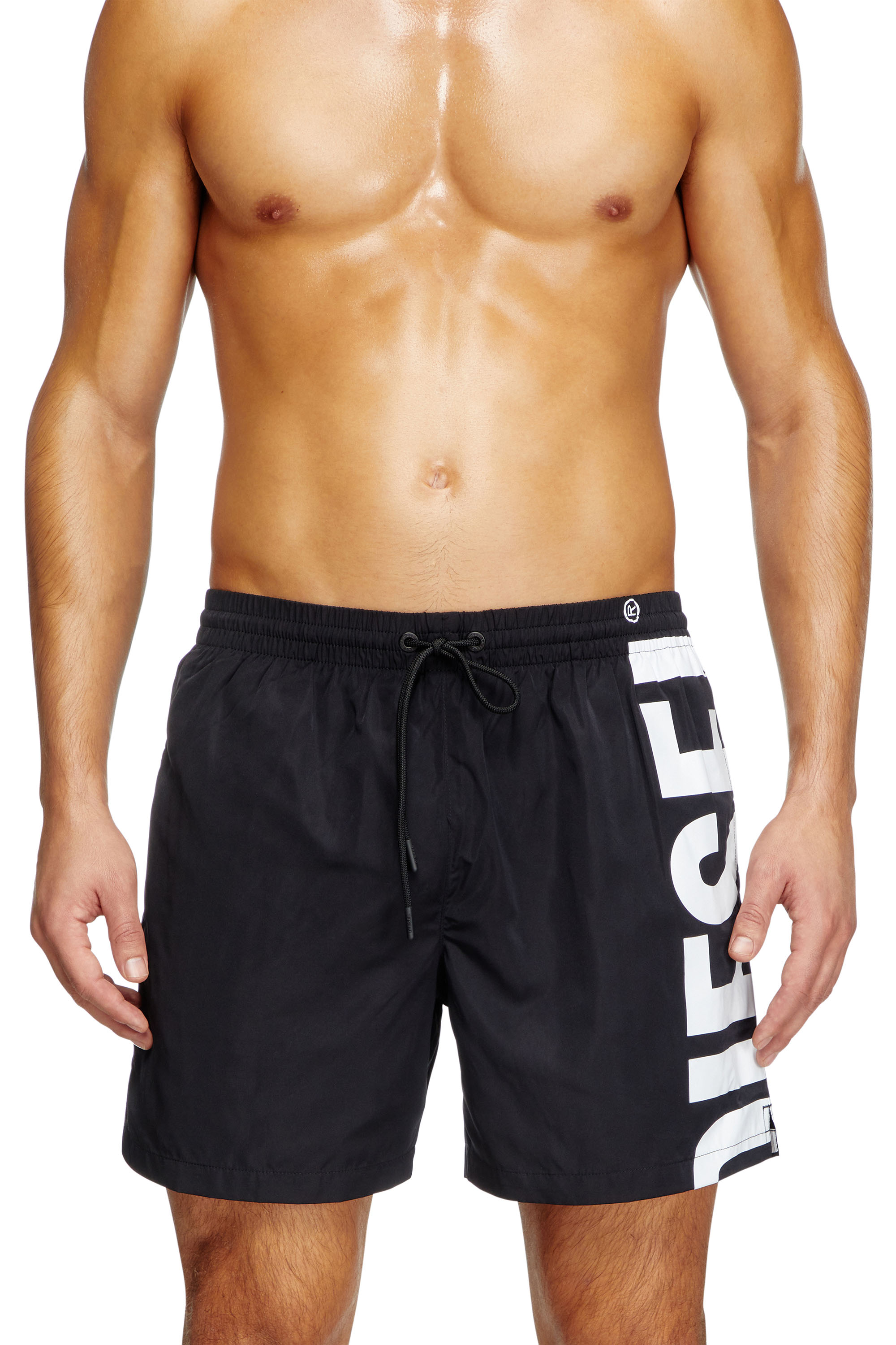 Diesel - RIO-41-D-CORE, Male's Mid-length swim shorts with maxi logo in Black/White - 2