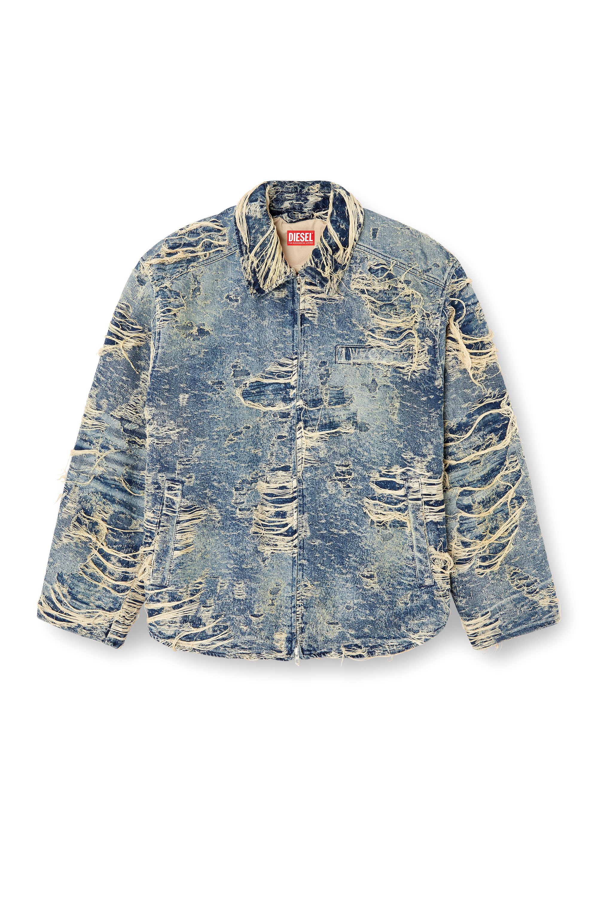 Diesel - D-IVAR-FSG1, Veste en denim à fils flottants Homme in Bleu - 5