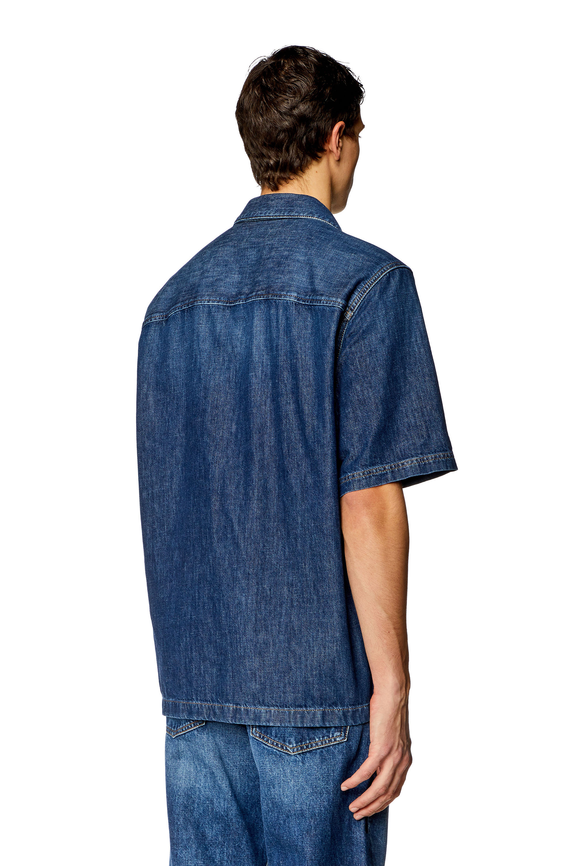 Diesel - D-PAROSHORT, Male Bowling shirt in denim in Blue - Image 2