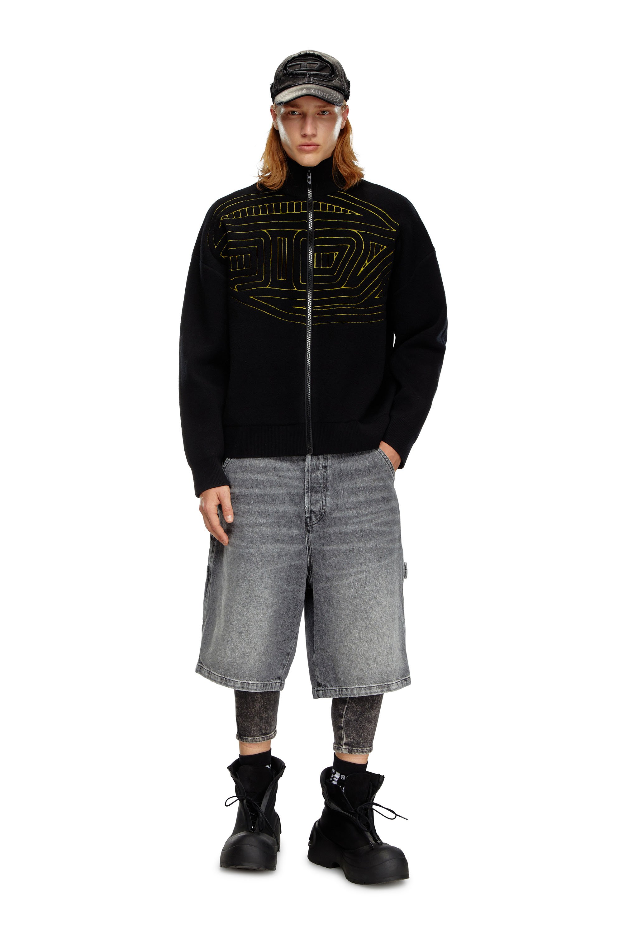 Diesel - K-RALUS, Male Wool-blend zip sweater with graphic logo in Black - Image 4