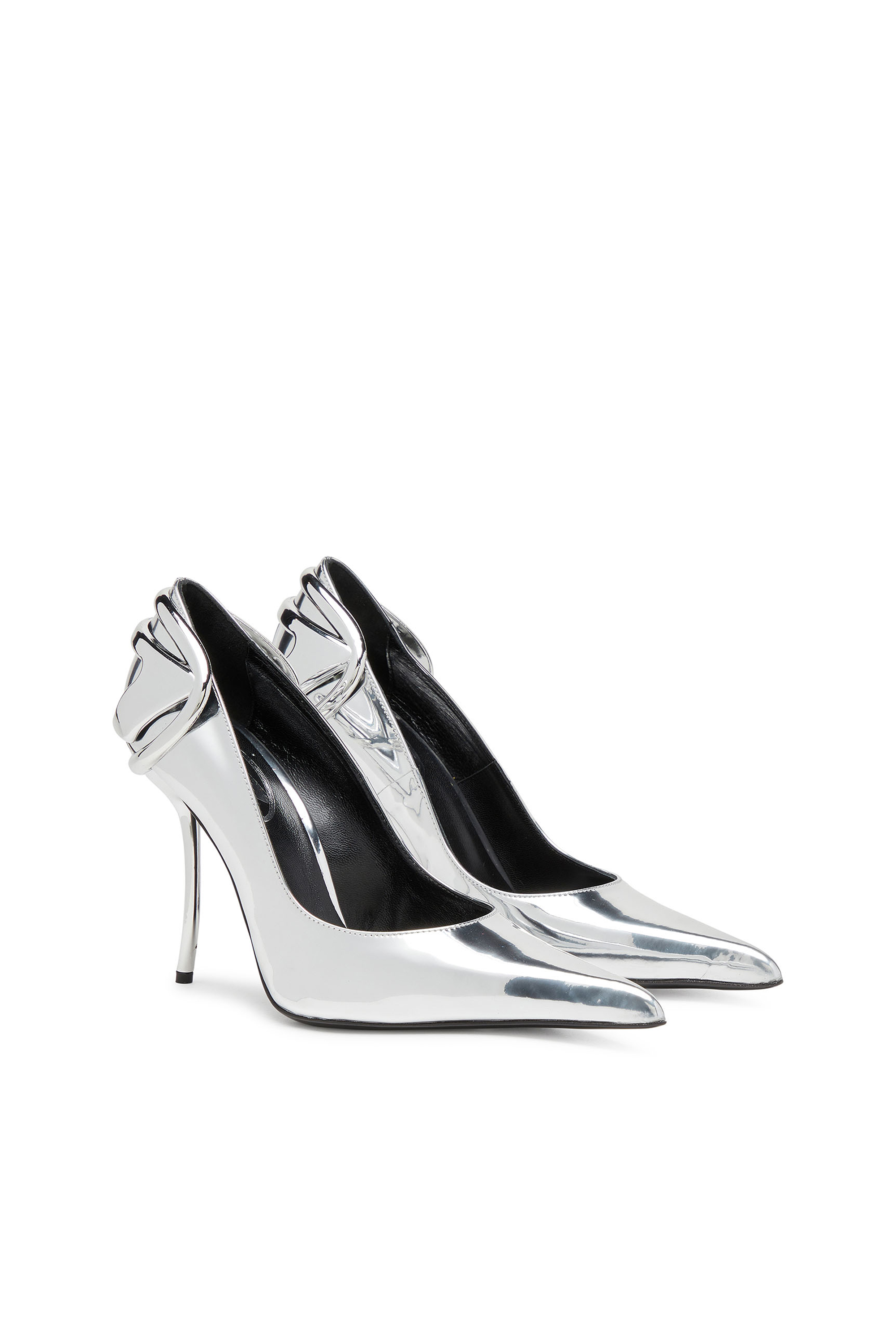 Diesel - D-TEN&HALF P, Female's D-Ten&Half-Metallic pumps with curved heel in Silver - 2