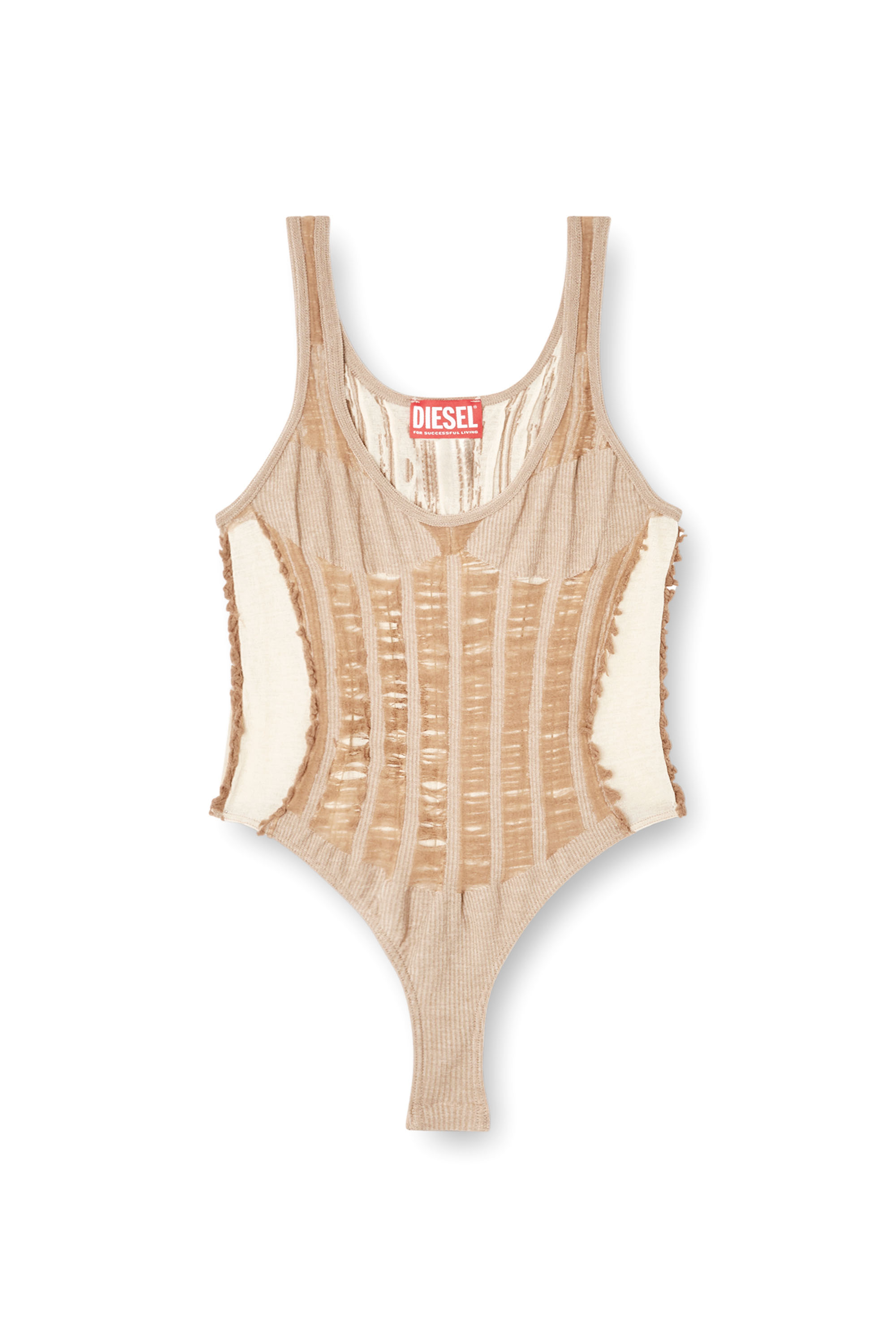 Diesel - M-CALIPSO-BODY, Female's Seamless bodysuit with lingerie illusion in Beige - 6