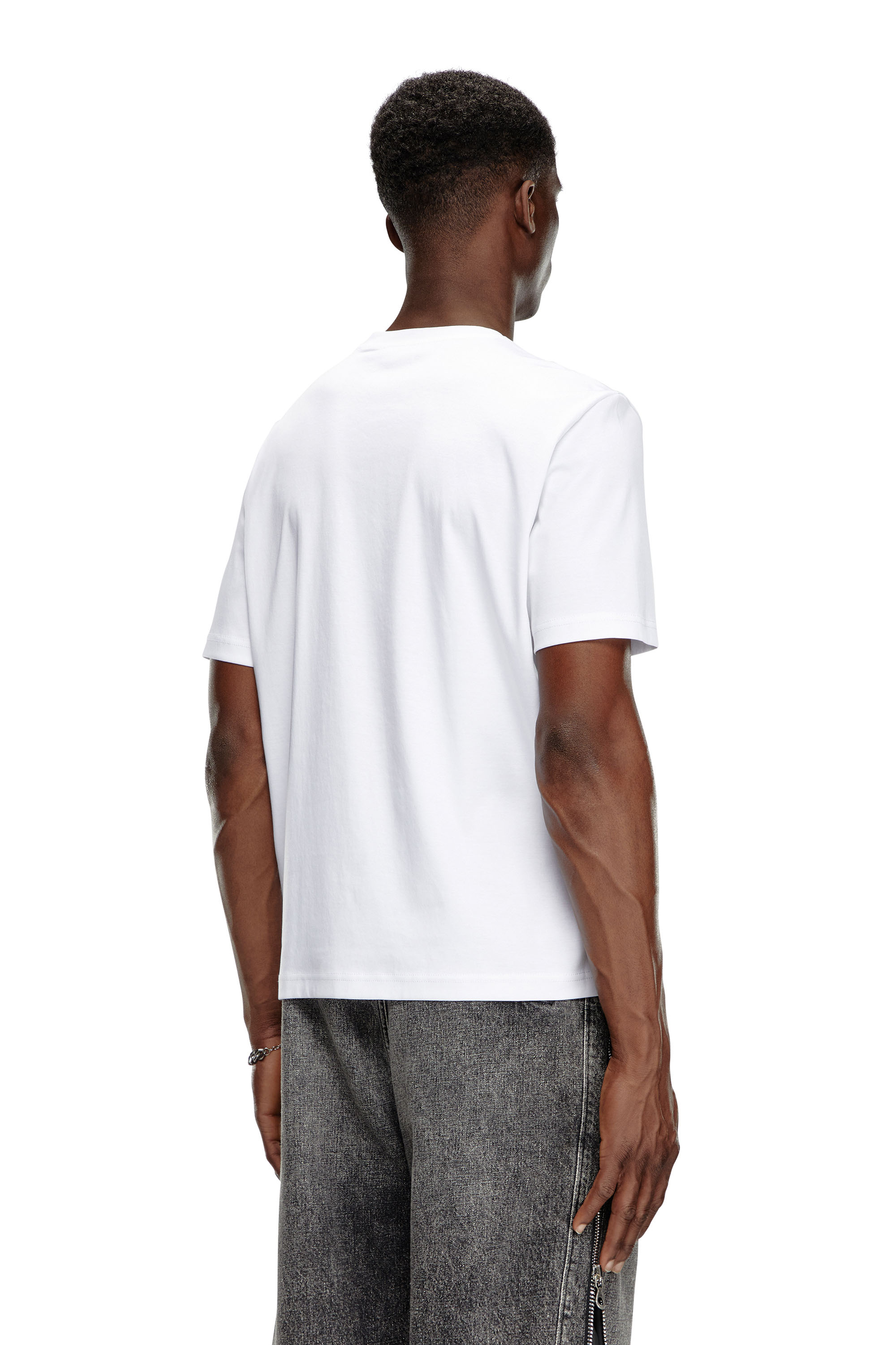 Diesel - T-MADJUST-K1, T-shirt en interlock avec imprimé Diesel ton sur ton Homme in Blanc - 3