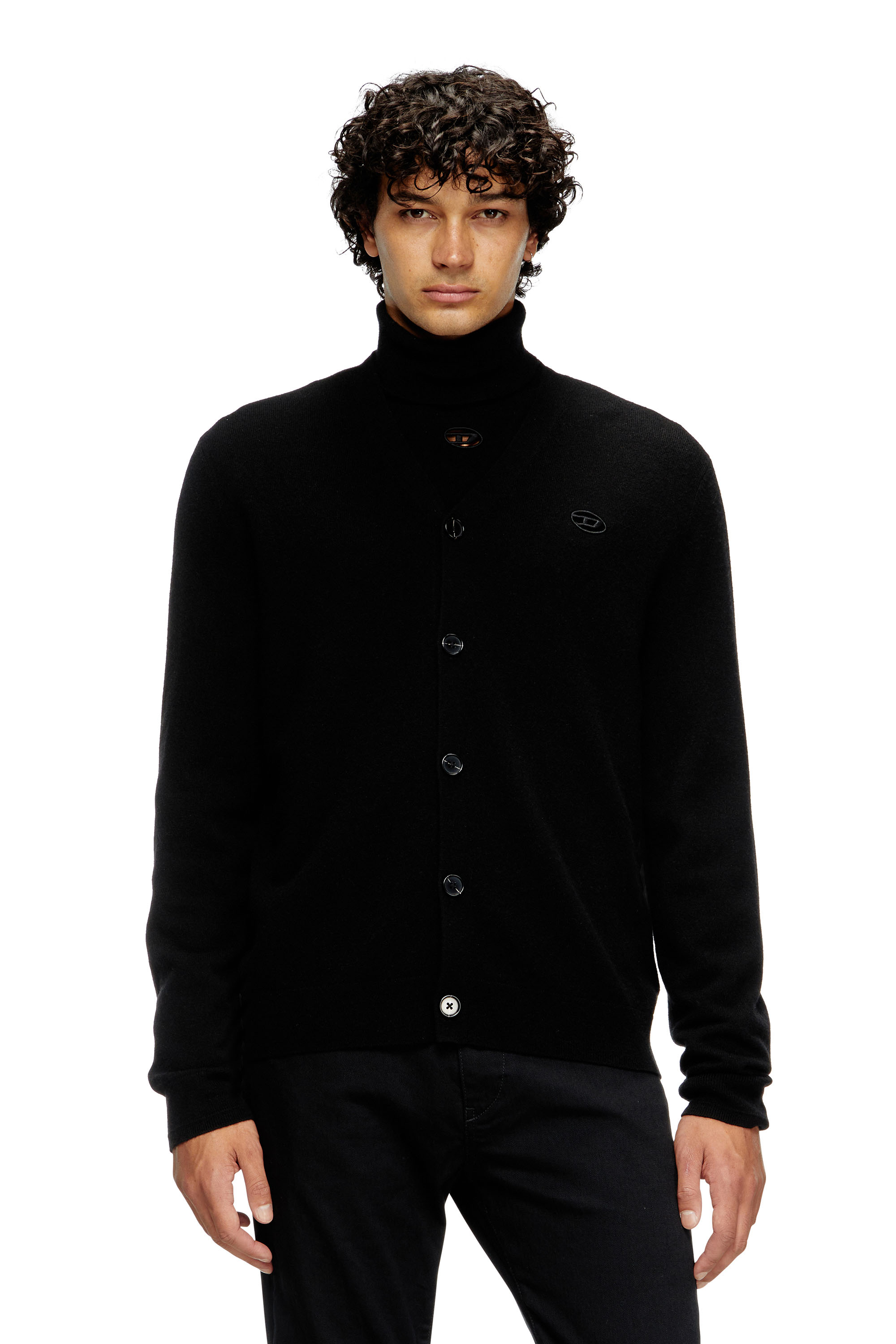 Diesel - K-ZANNIS, Male's Wool and cashmere cardigan in Black - 1